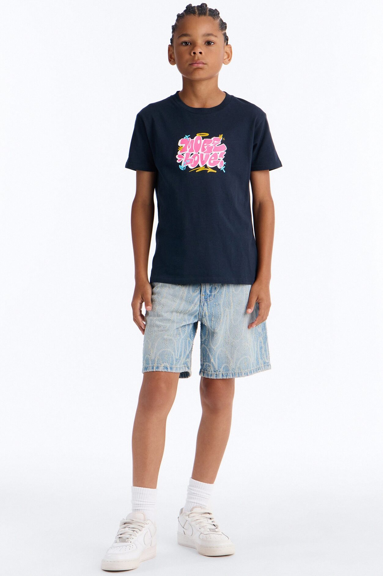 Mini More Love Short Sleeve Front/Back Tee - Navy