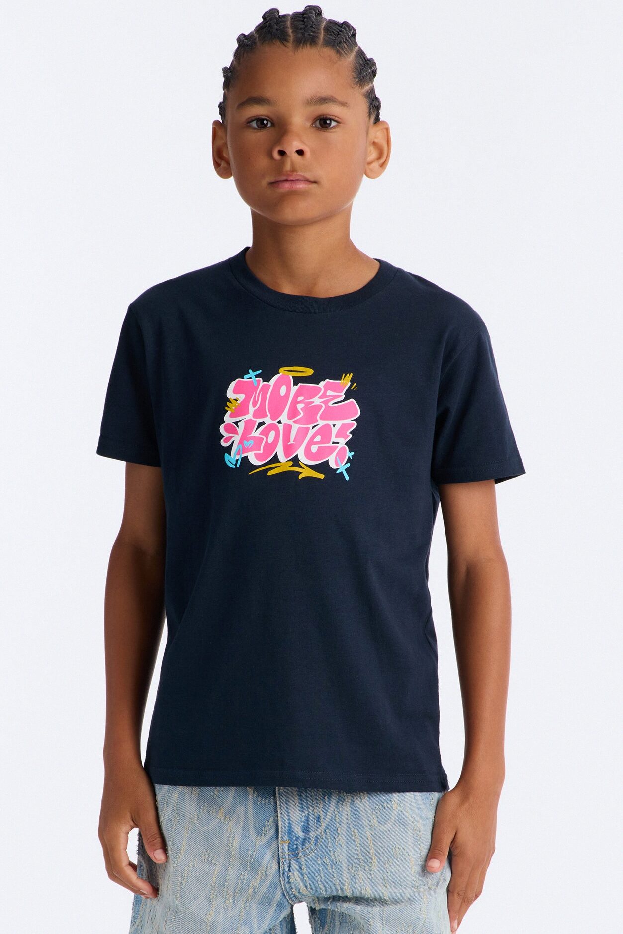 Mini More Love Short Sleeve Front/Back Tee - Navy