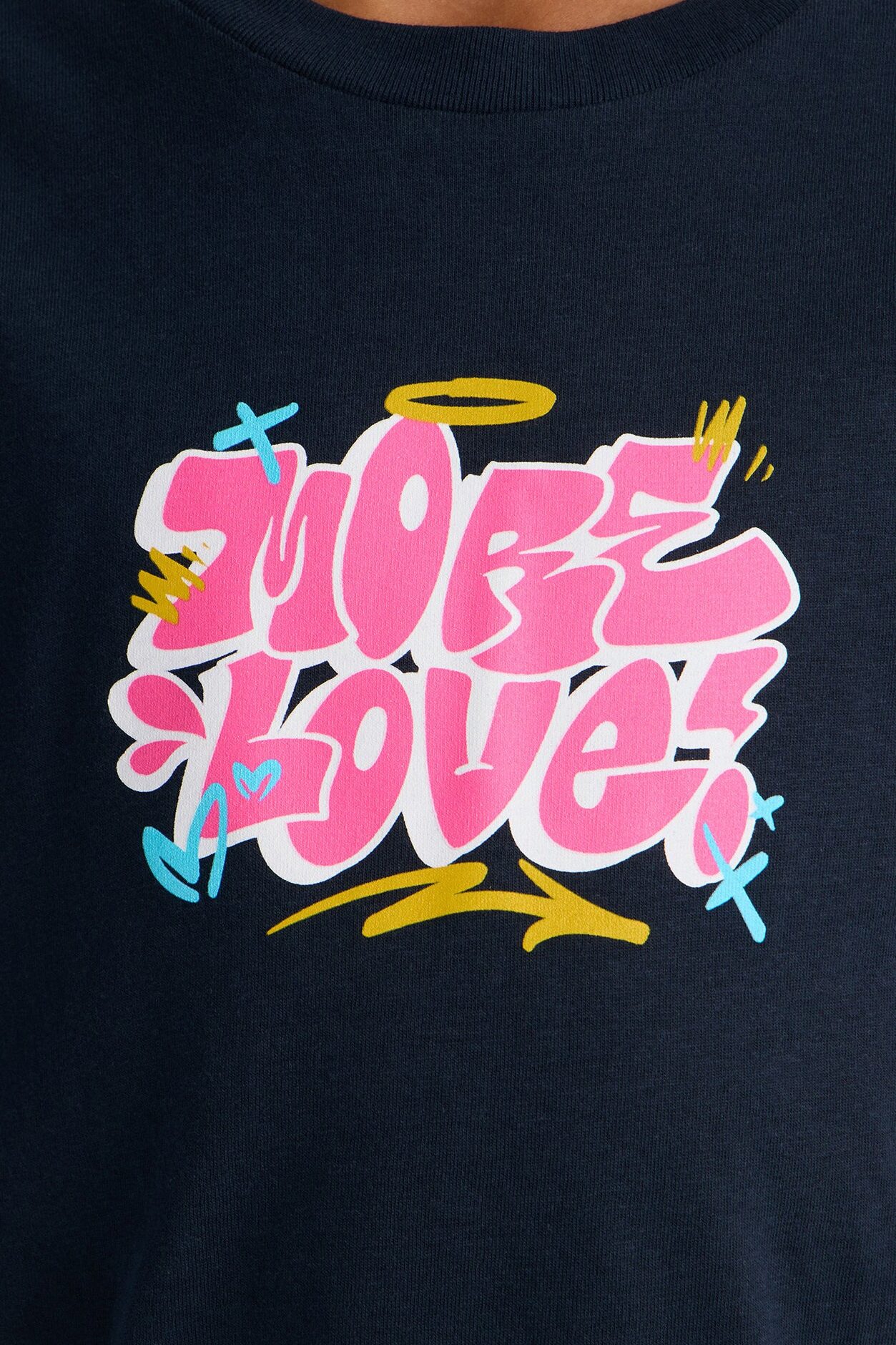 Mini More Love Short Sleeve Front/Back Tee - Navy