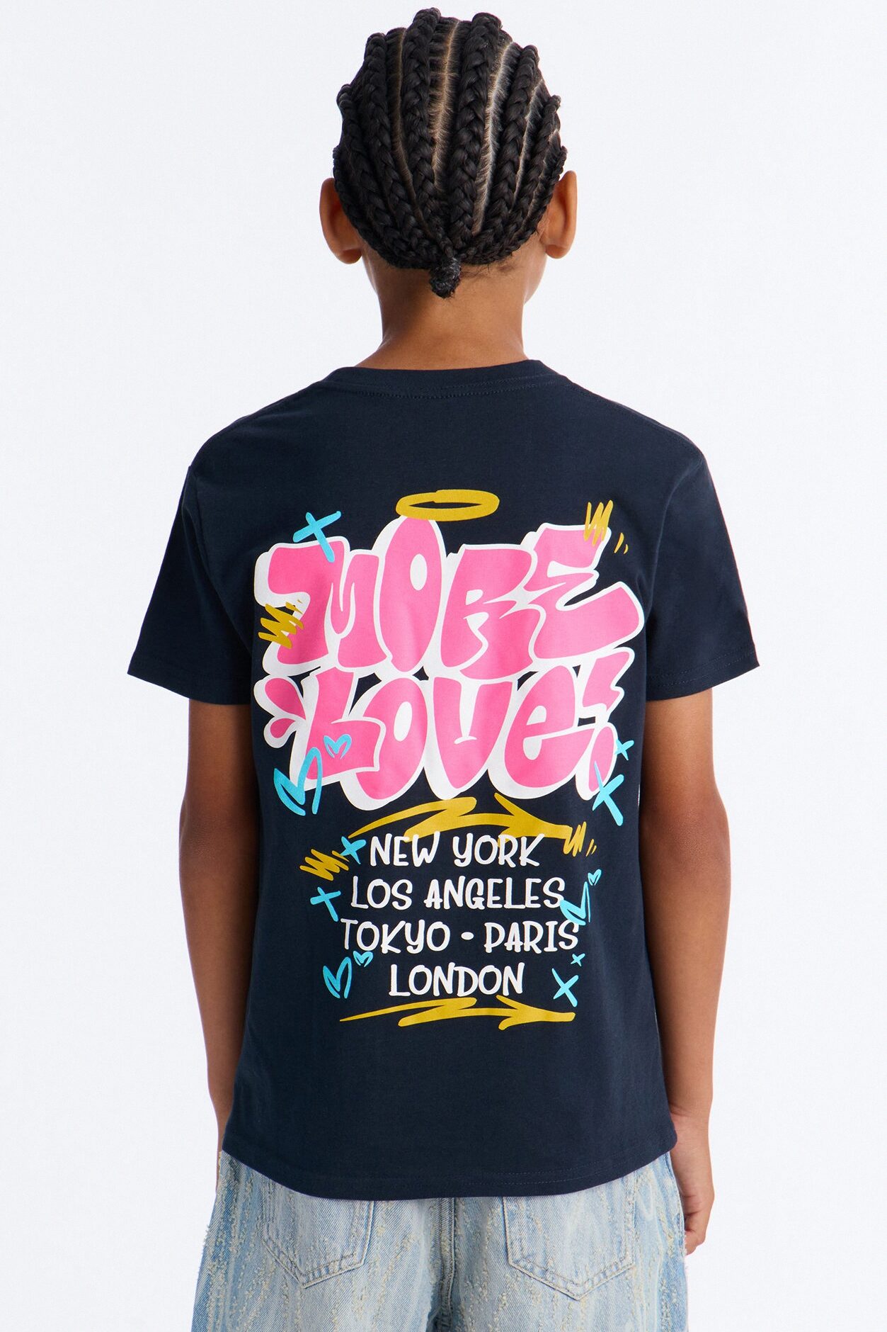 Mini More Love Short Sleeve Front/Back Tee - Navy