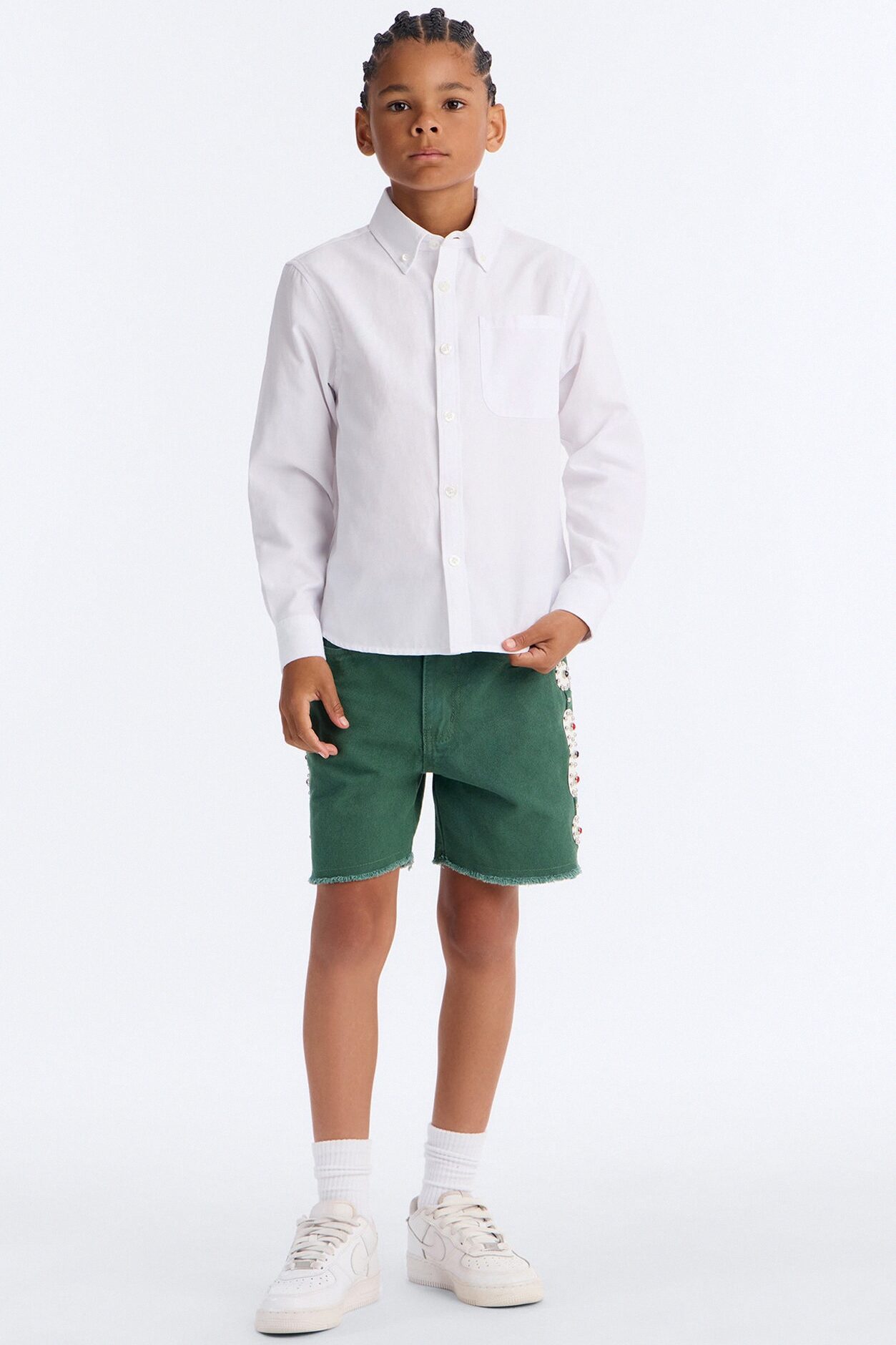 Mini Aspiring Artist Embellished Short - Olive