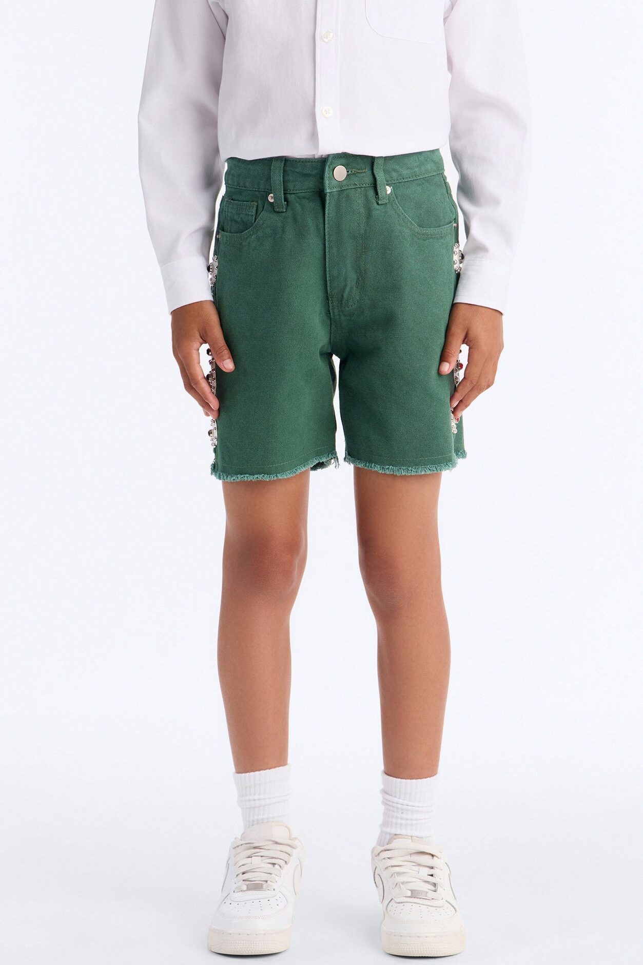 Mini Aspiring Artist Embellished Short - Olive