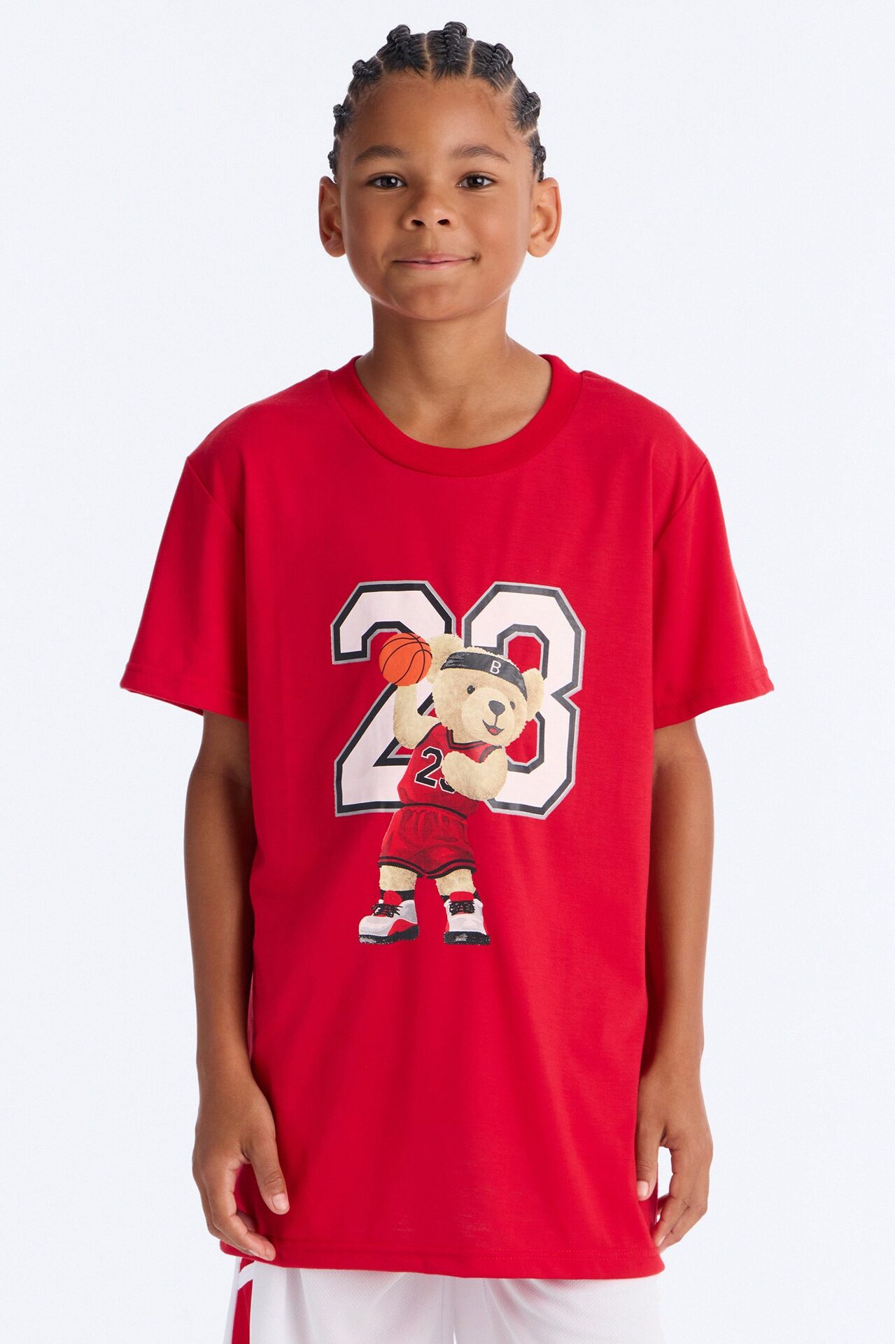 Mini Basketball Bear Short Set - Red/combo