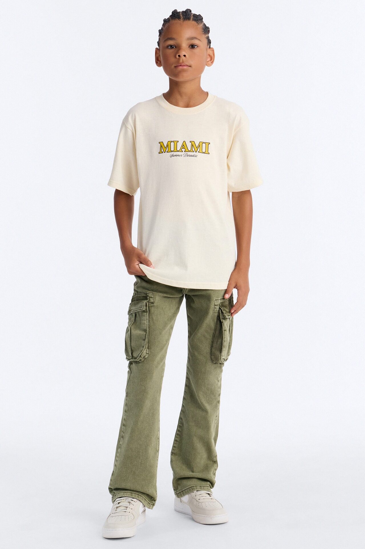 Mini Miami Summer Front/Back Short Sleeve Tee - Off White