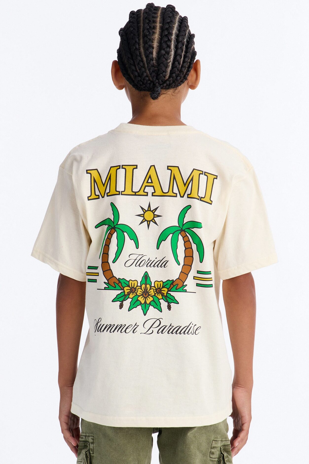 Mini Miami Summer Front/Back Short Sleeve Tee - Off White