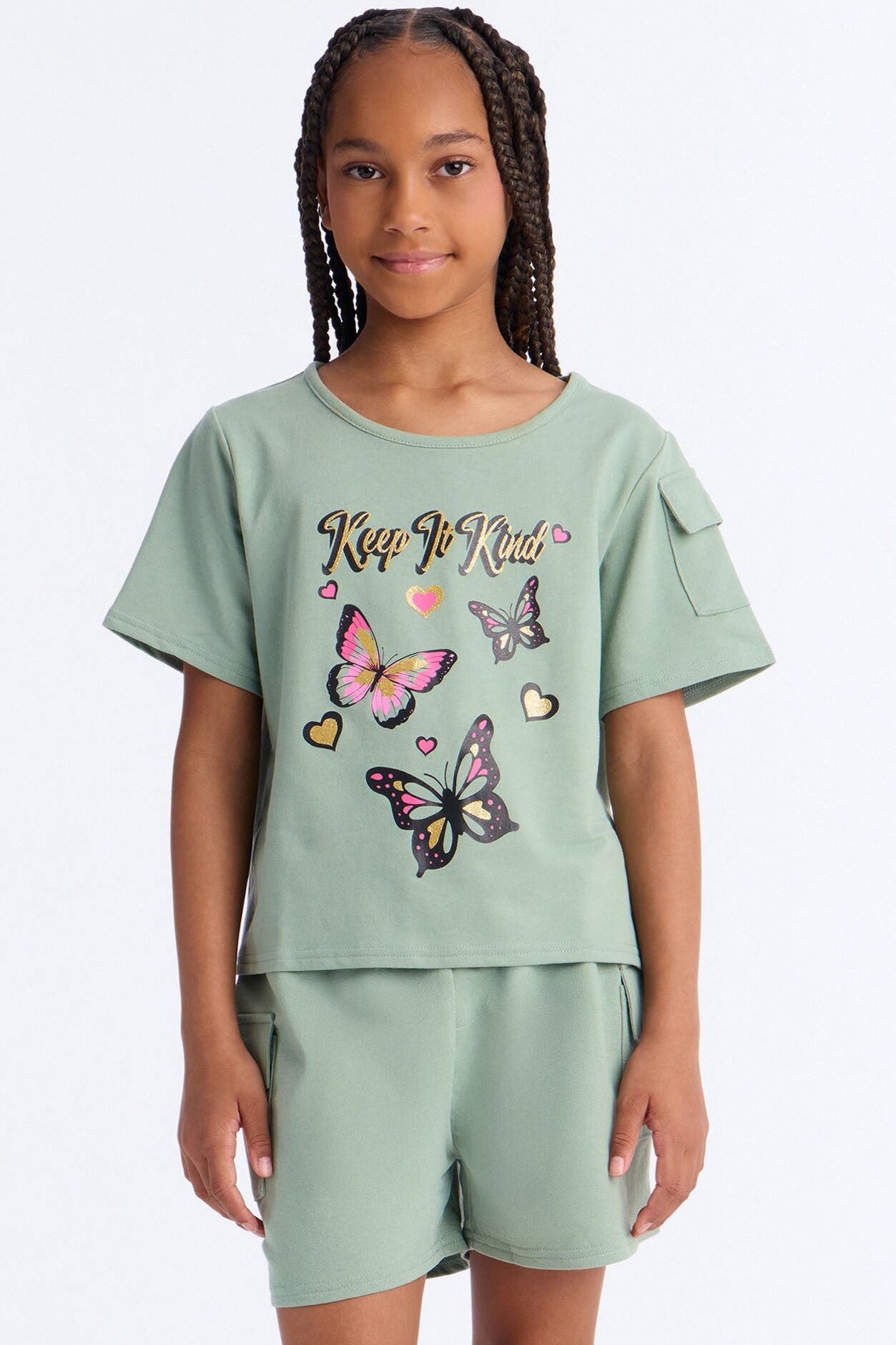 Mini Keep It Kind Short Set - Sage