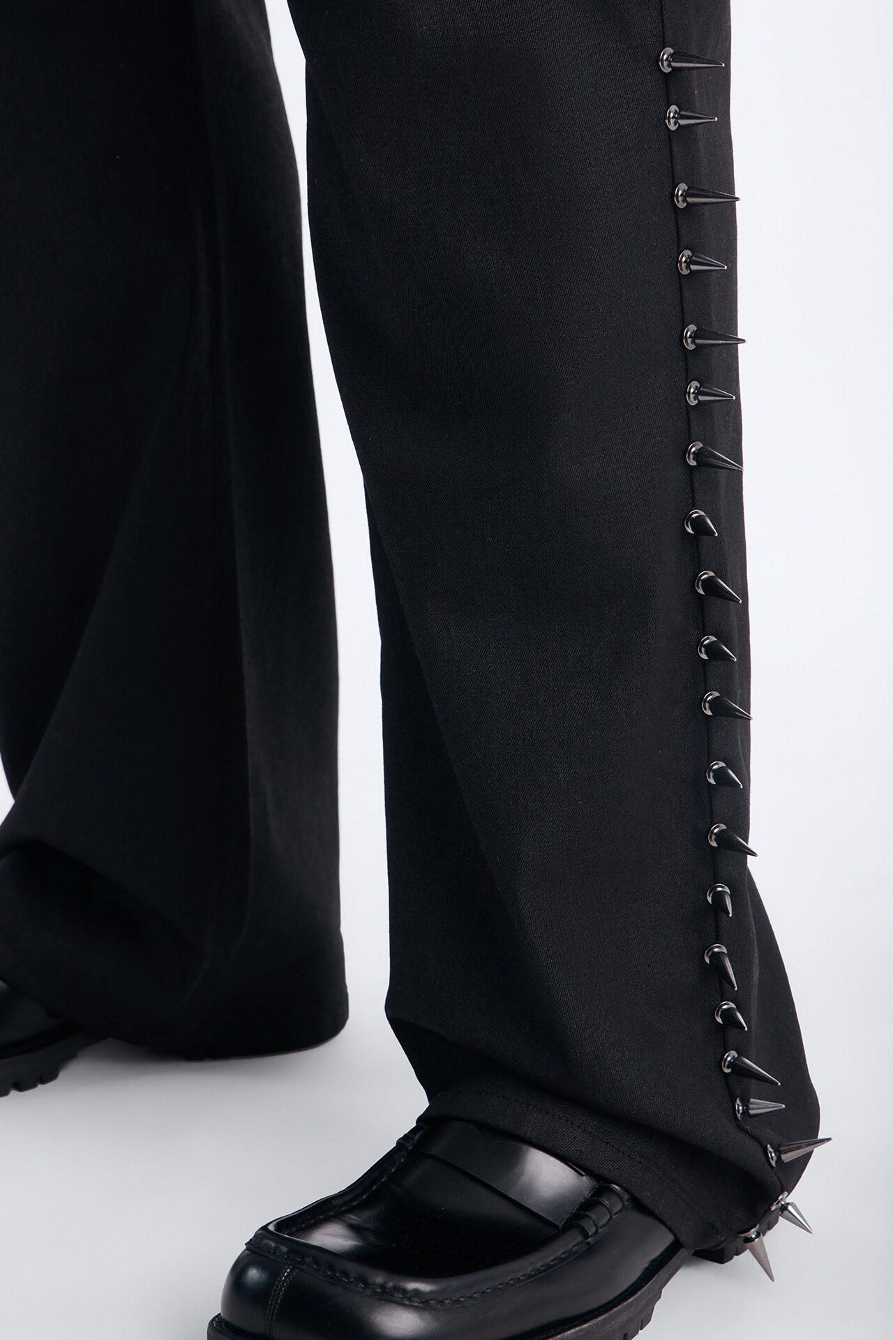 Stacked Slim Flare Waxed Cyber Spike Jean - Black