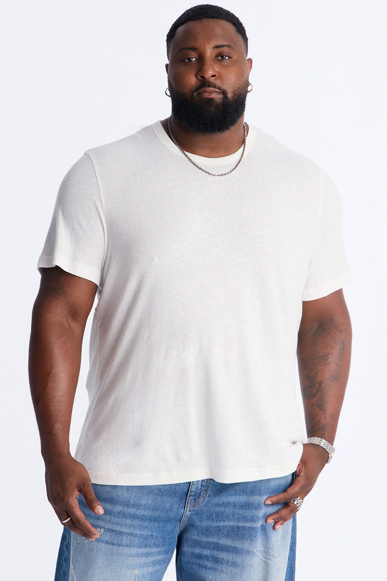 Bahamas Linen Crew Tee - White