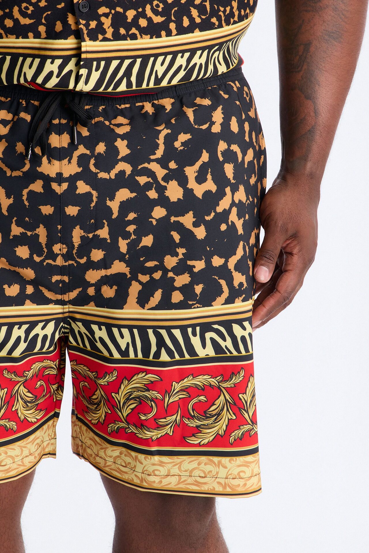 Animal Instincts Paneled Swim Trunk 7″ - Leopard