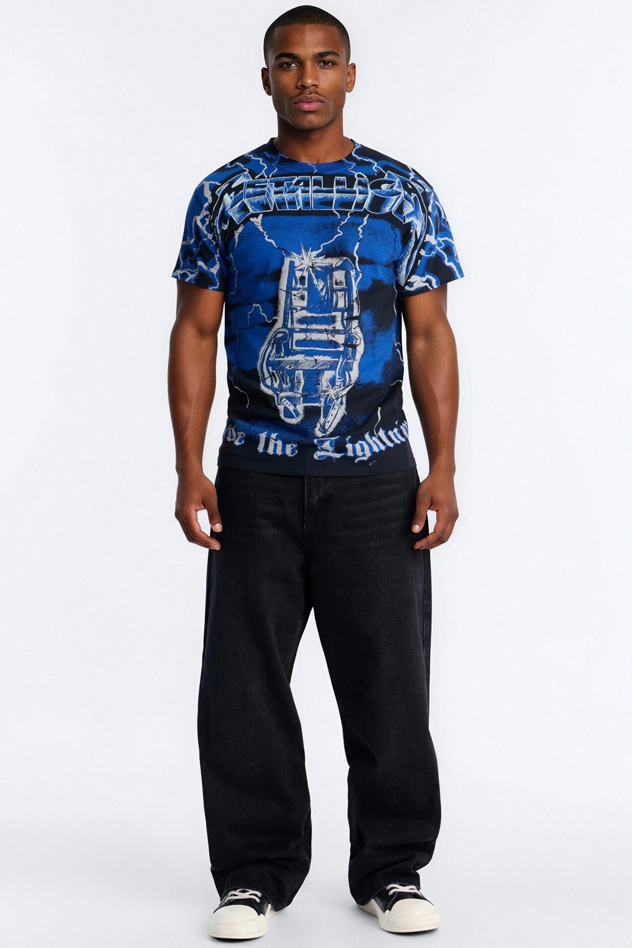 Metallica Ride The Lightning All Over Print Short Sleeve Tee - Black