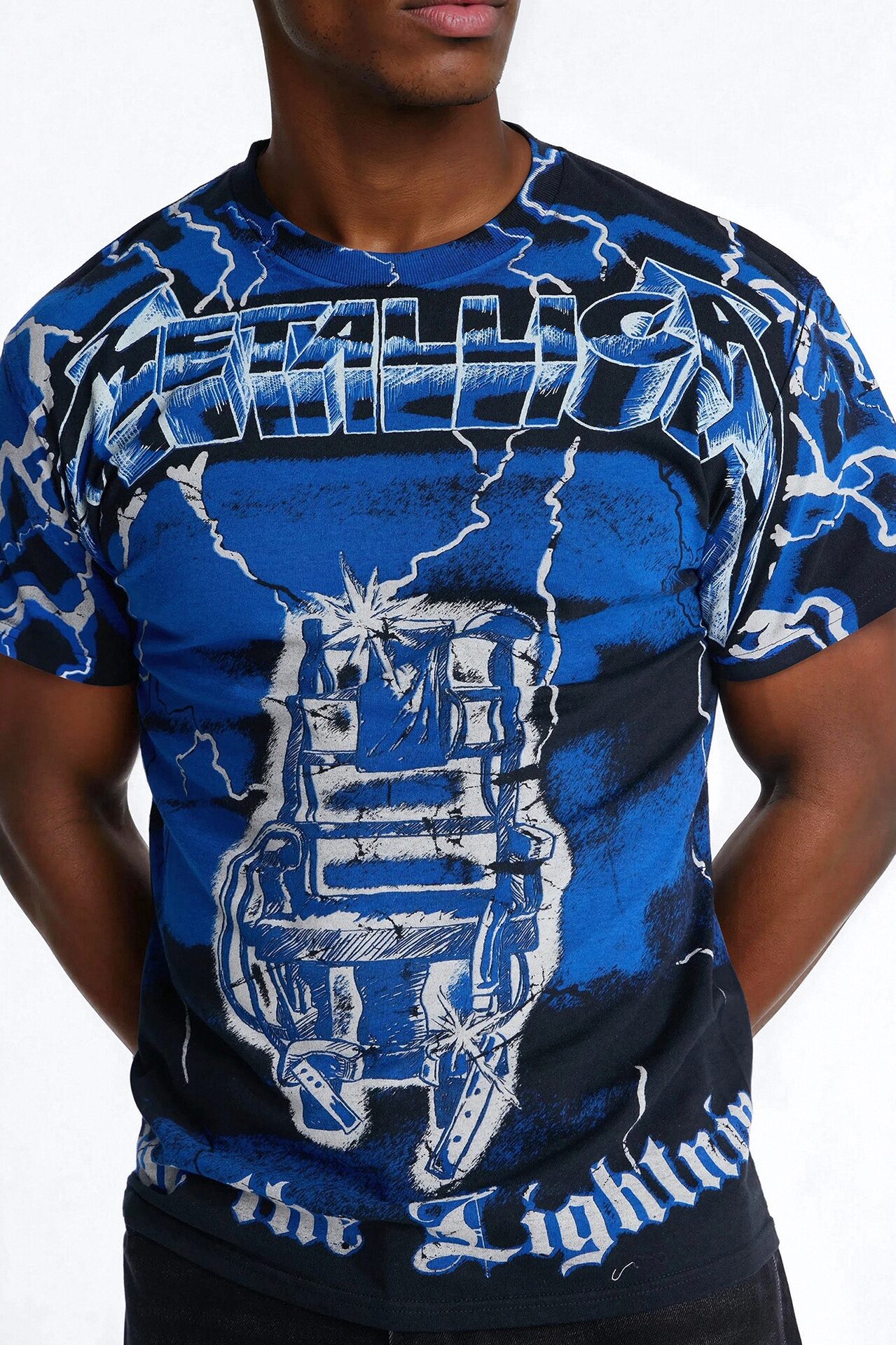 Metallica Ride The Lightning All Over Print Short Sleeve Tee - Black
