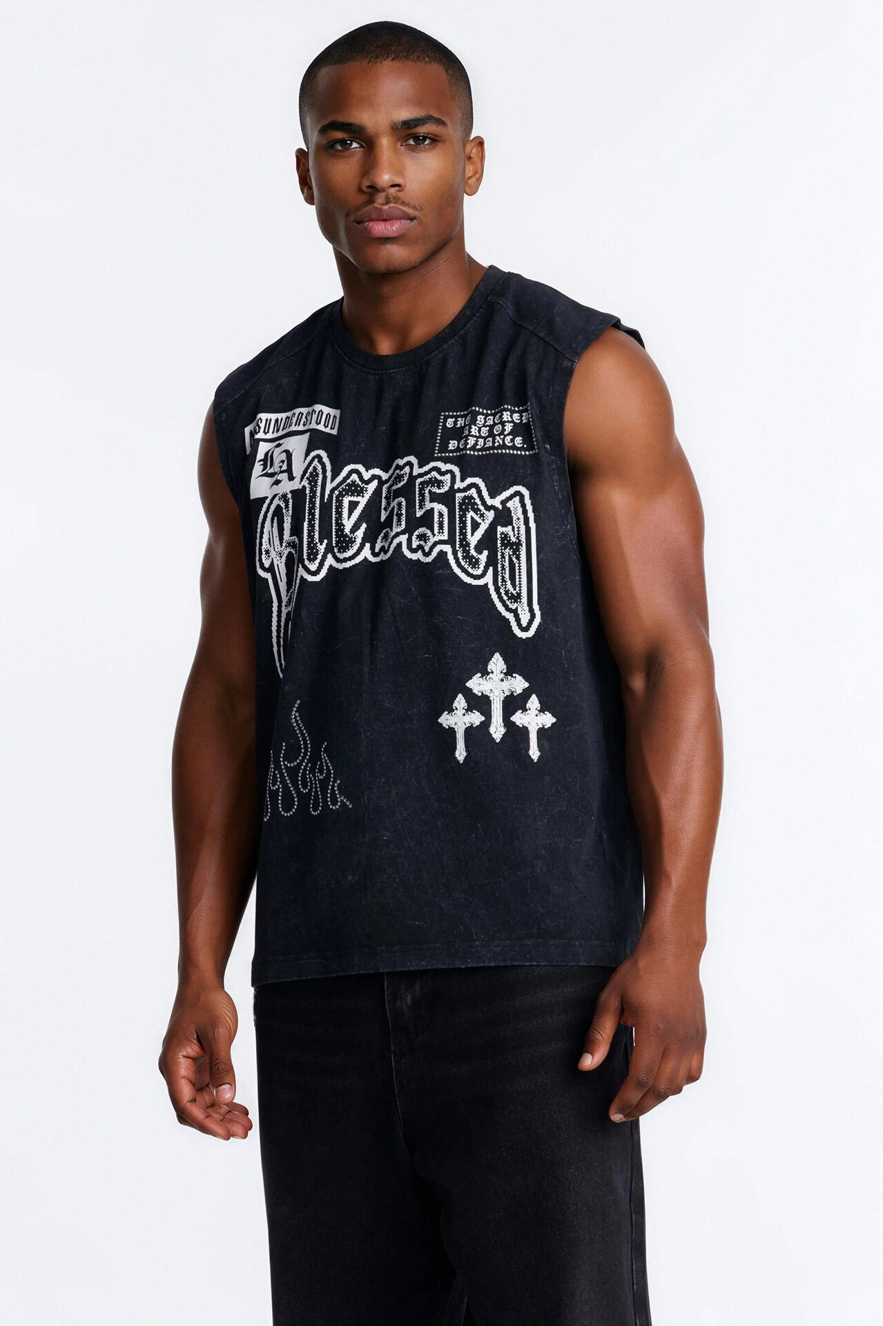 Sacred Blessed Washed Muscle Tee - Black