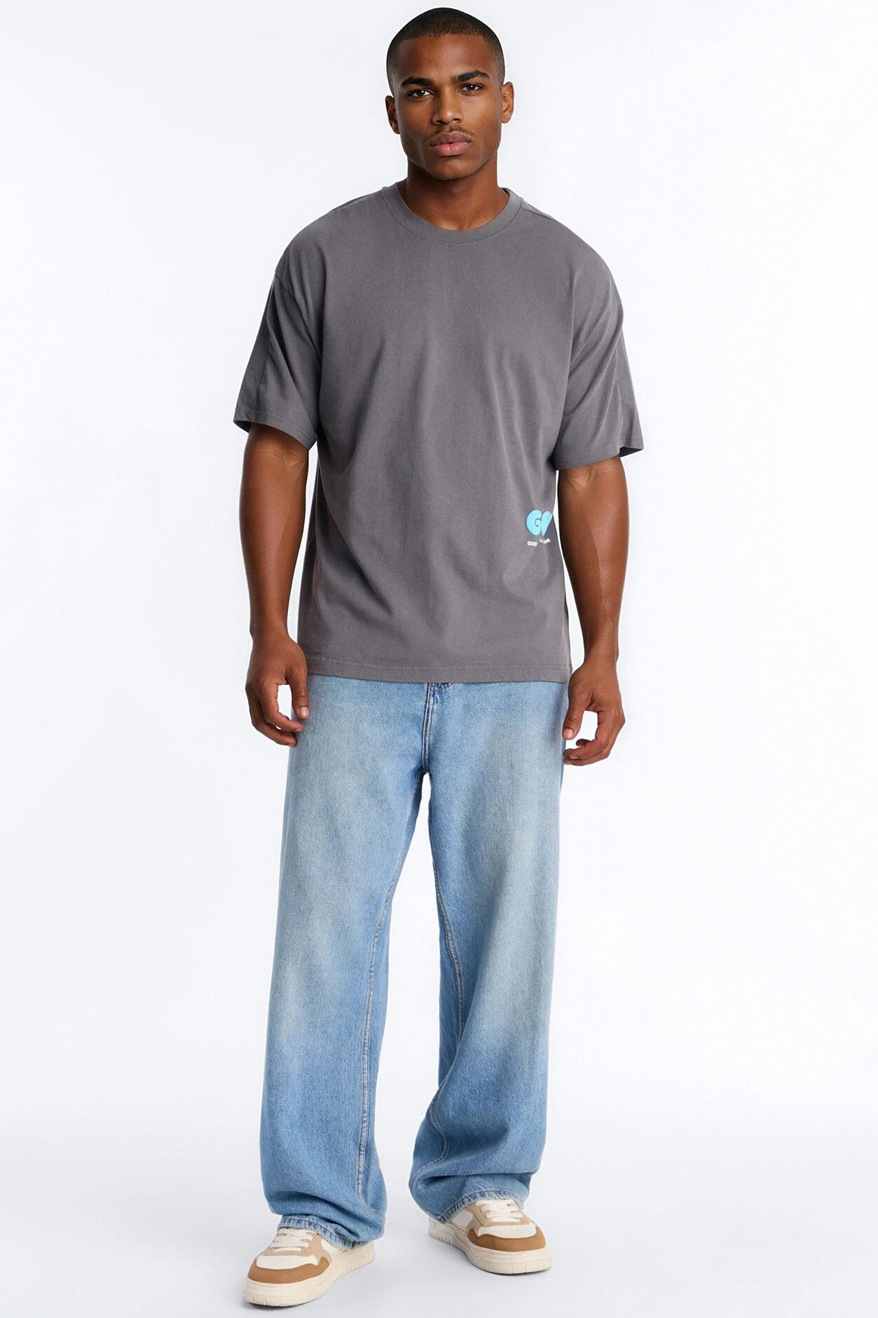 GOAT Washed Boxy Short Sleeve Tee - Grey