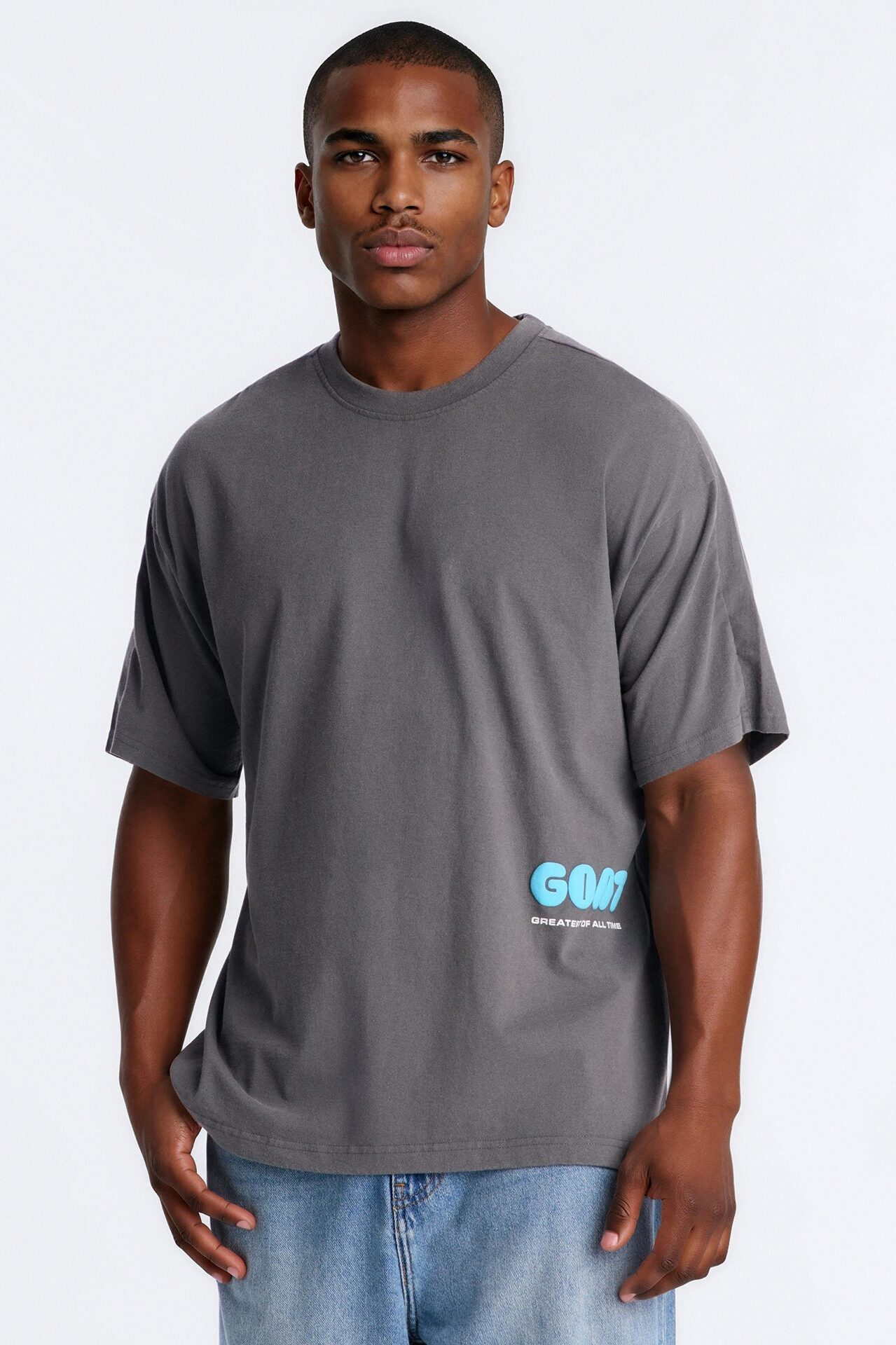 GOAT Washed Boxy Short Sleeve Tee - Grey