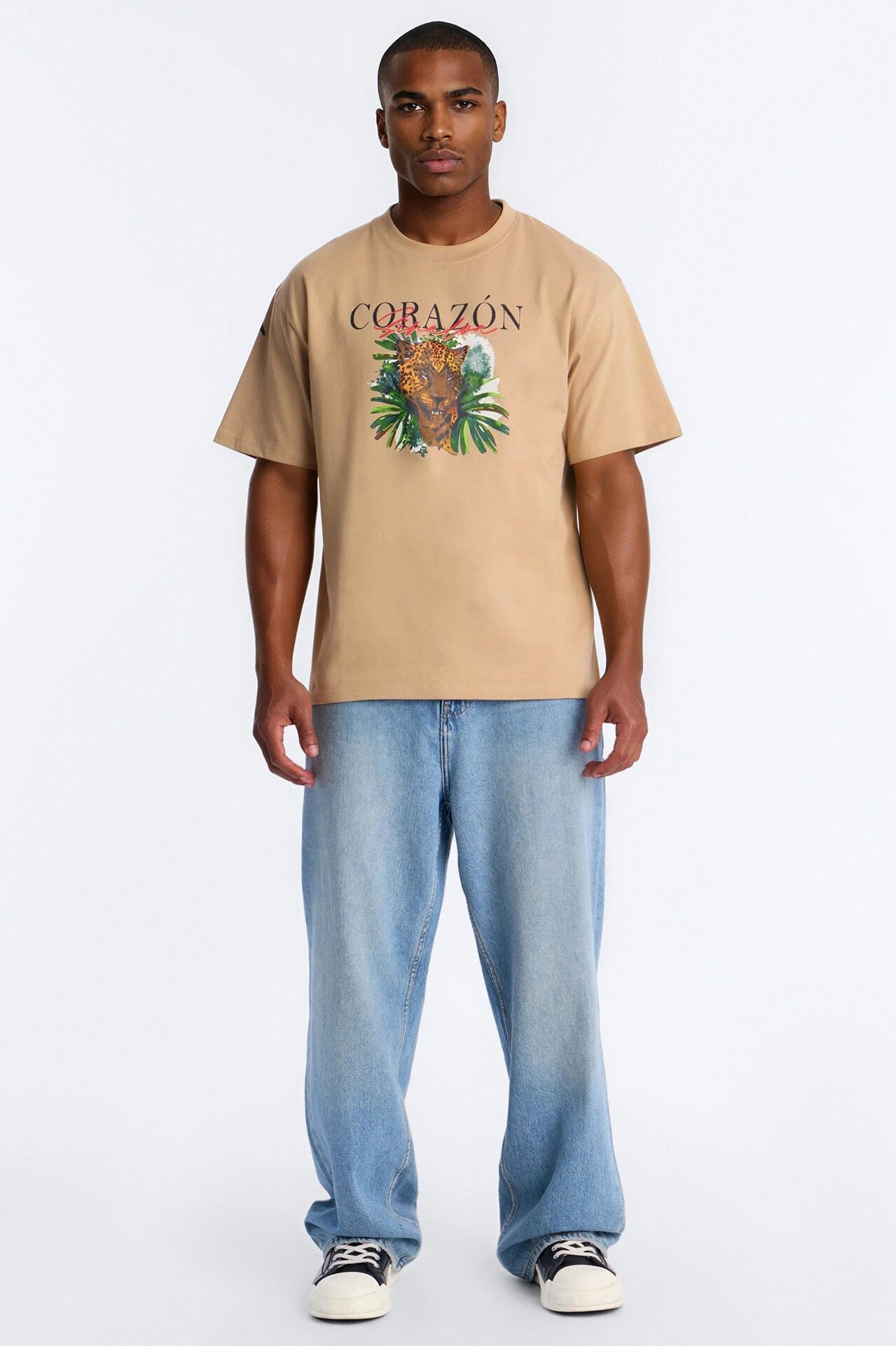 Corazon Sinaloa Oversized Short Sleeve Tee - Tan