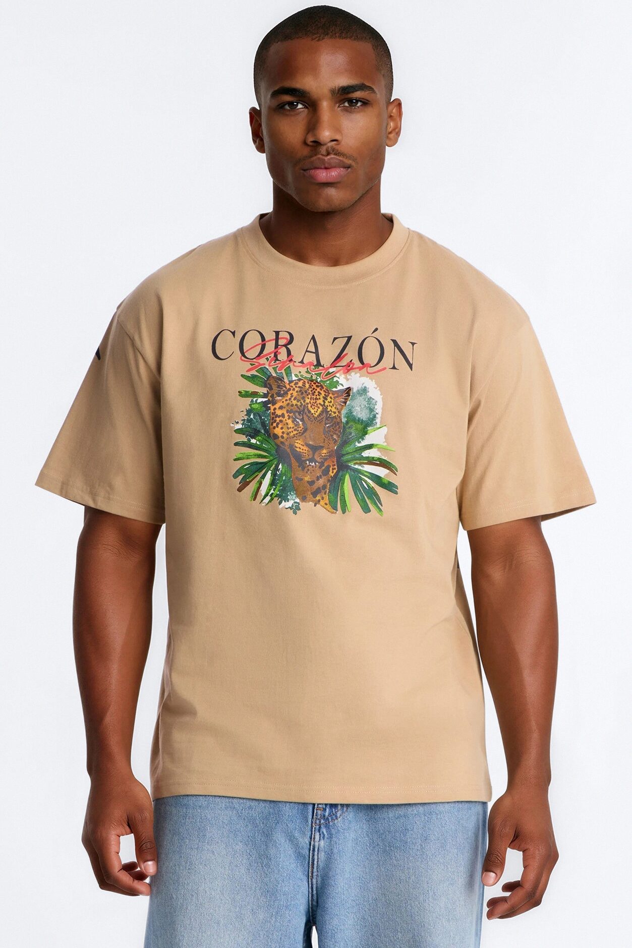 Corazon Sinaloa Oversized Short Sleeve Tee - Tan