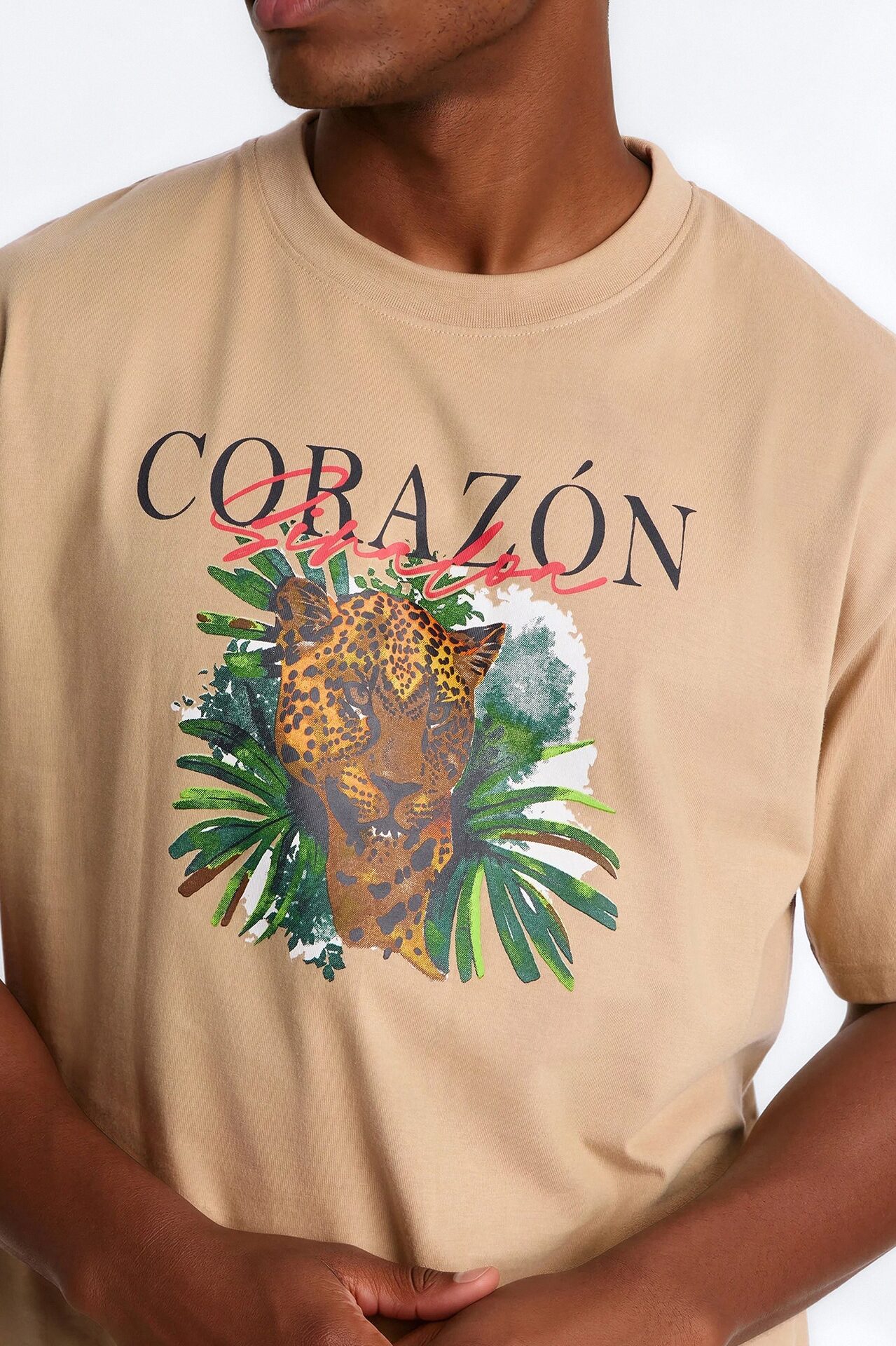 Corazon Sinaloa Oversized Short Sleeve Tee - Tan