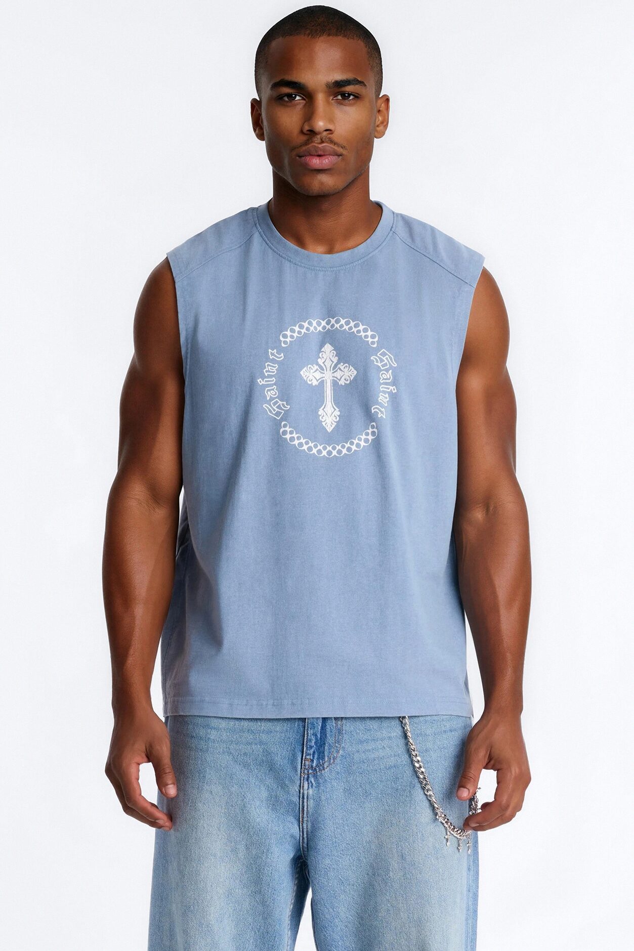 Forsaken Washed Muscle Tee - Blue
