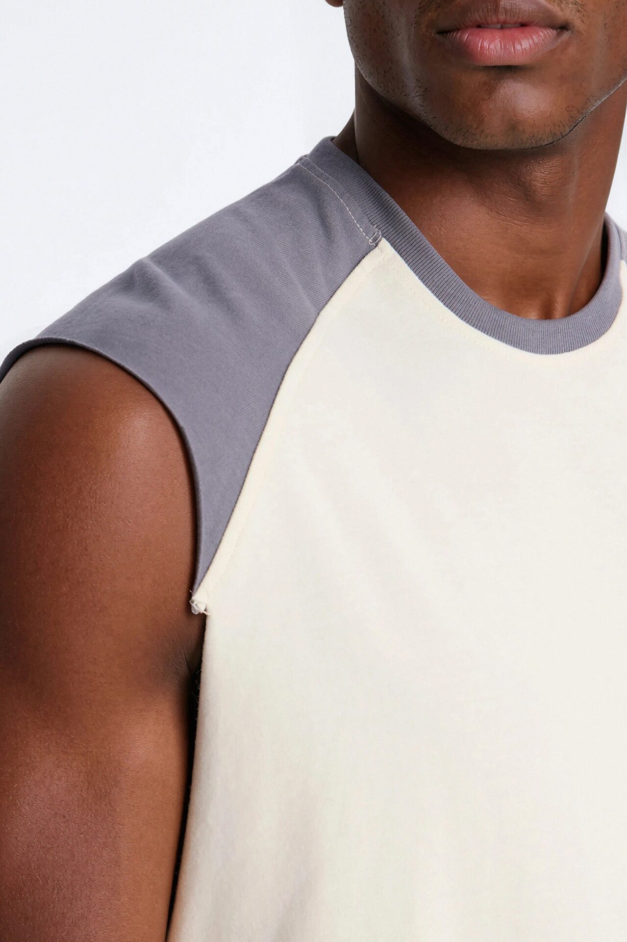 Boxy Raglan Muscle Tee - Cream/combo