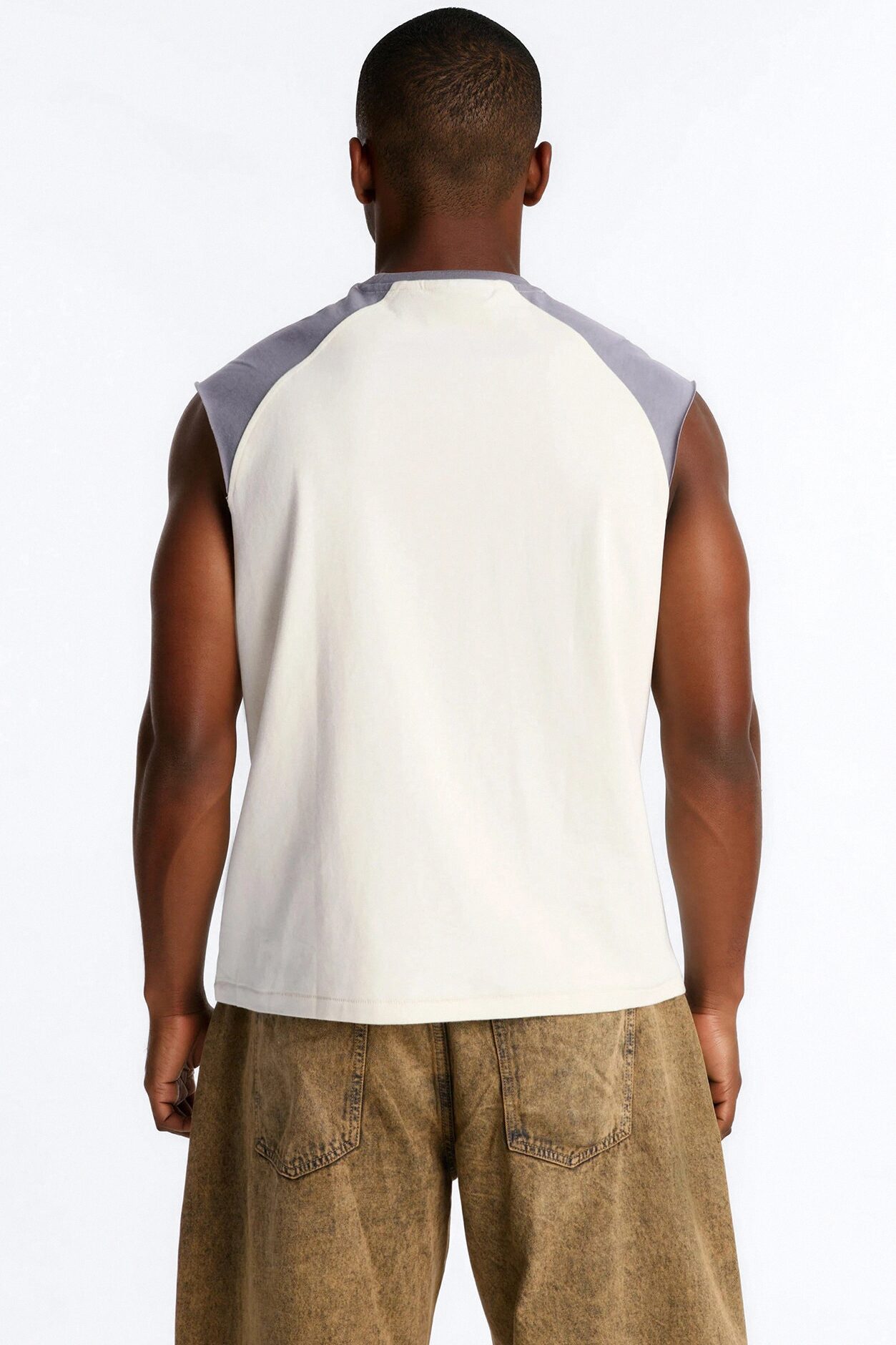 Boxy Raglan Muscle Tee - Cream/combo