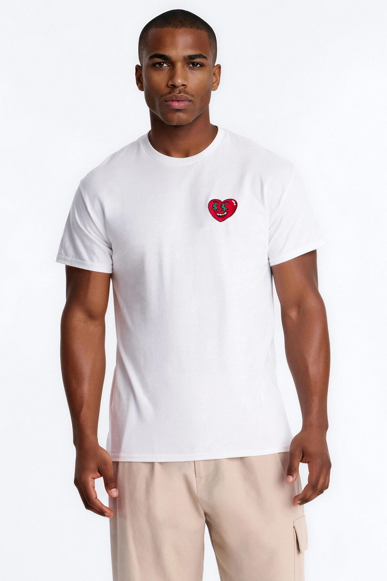 Always Heart In Heart Embroidery Short Sleeve Tee - White