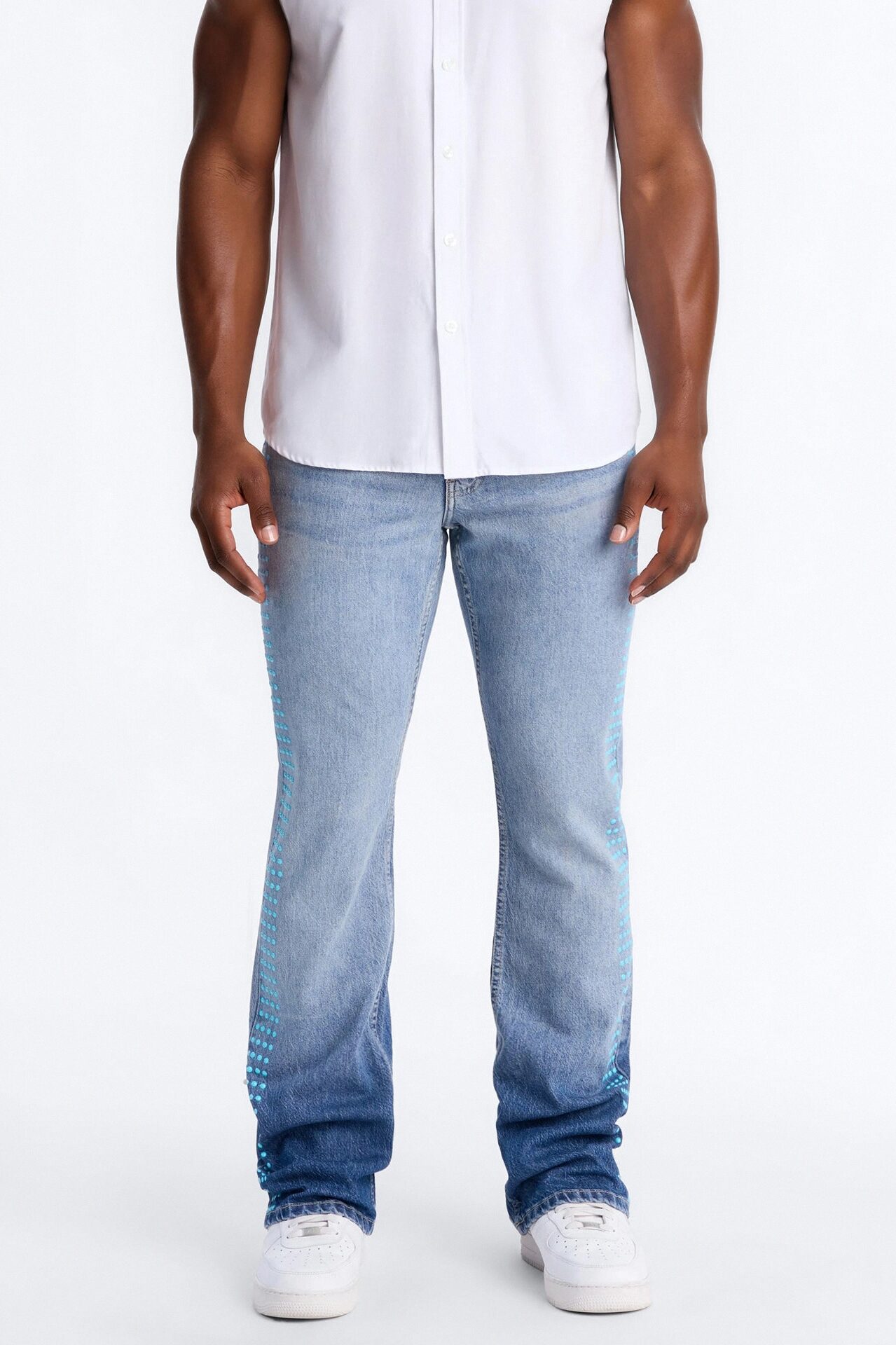 Stacked Slim Flare Pearl Strike Jeans - Light Blue Wash