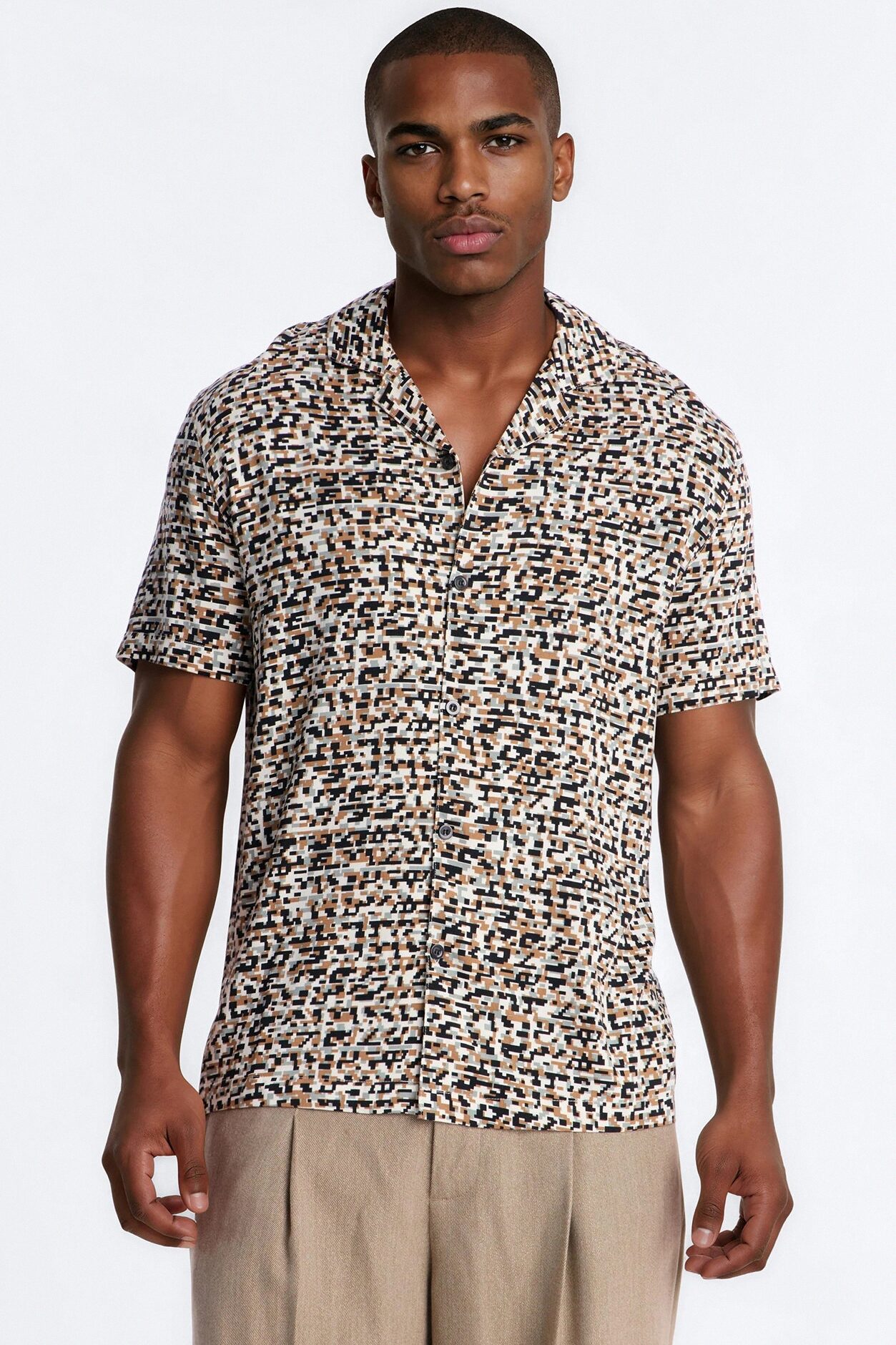 Shoreline Cuban Collar Button Up Shirt - Black