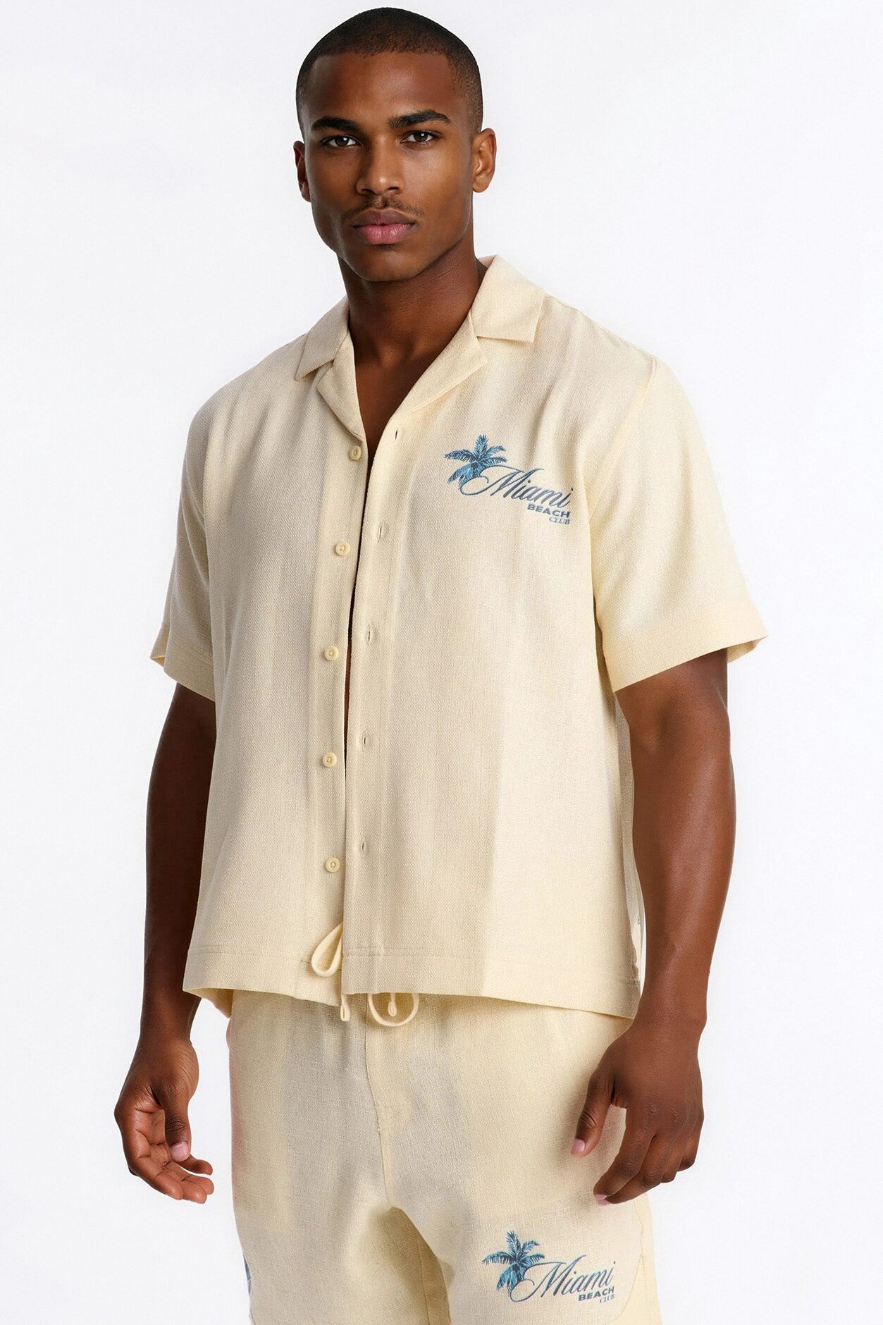 Miami Beach Club Button Up Shirt - Butter Yellow