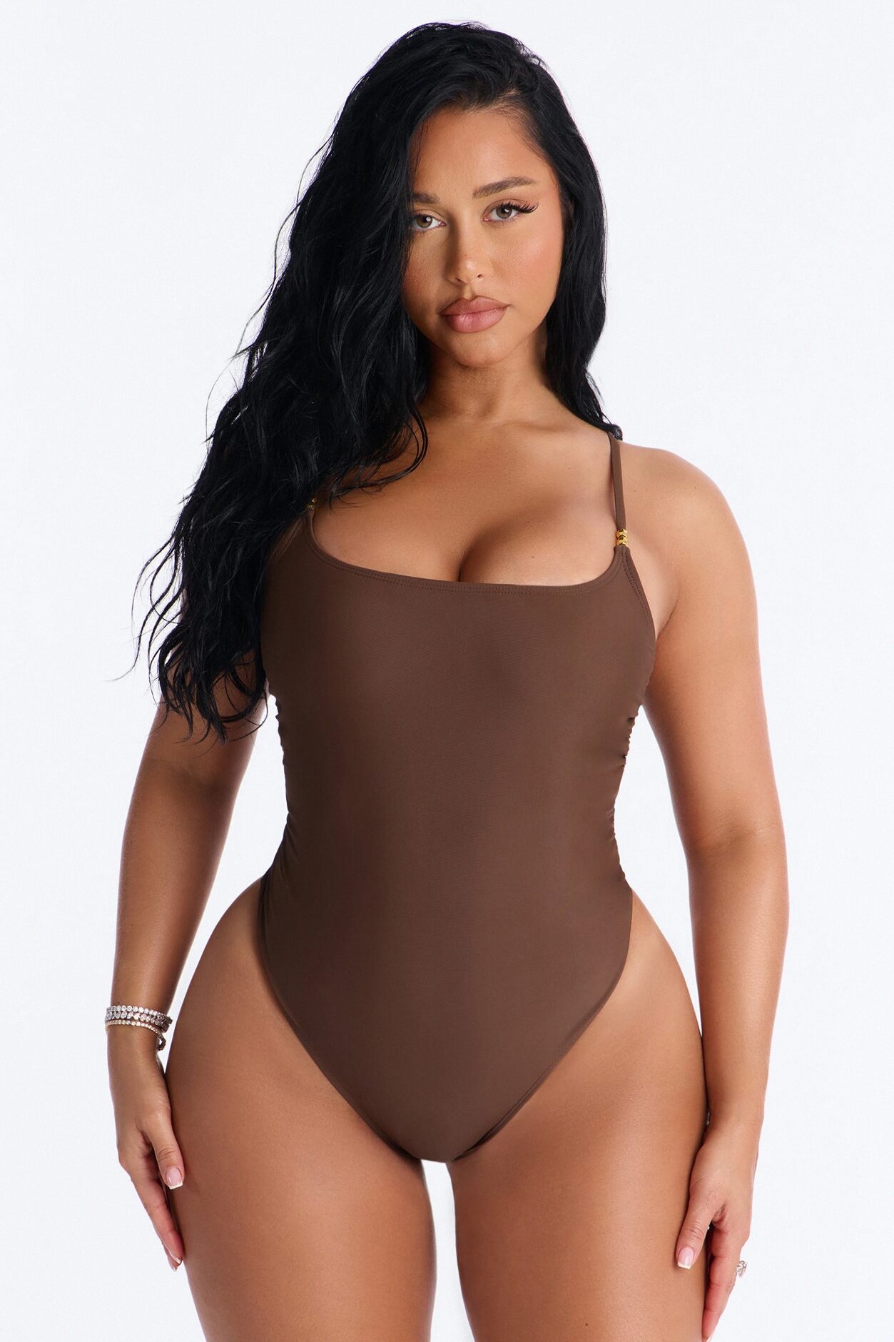 Drifting Away 1 Piece Beaded Swimsuit - Brown