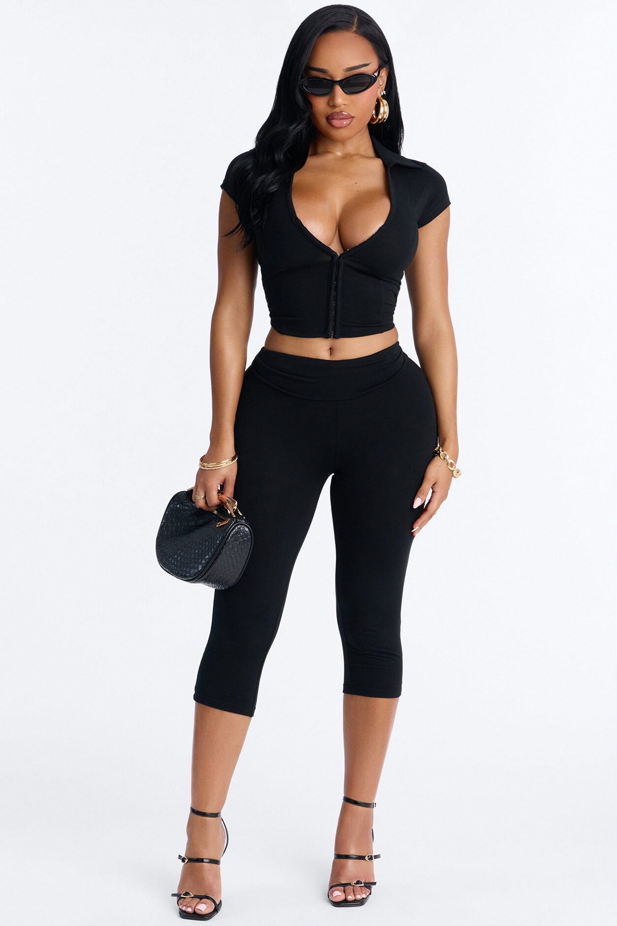 Karol Capri Pant Set - Black
