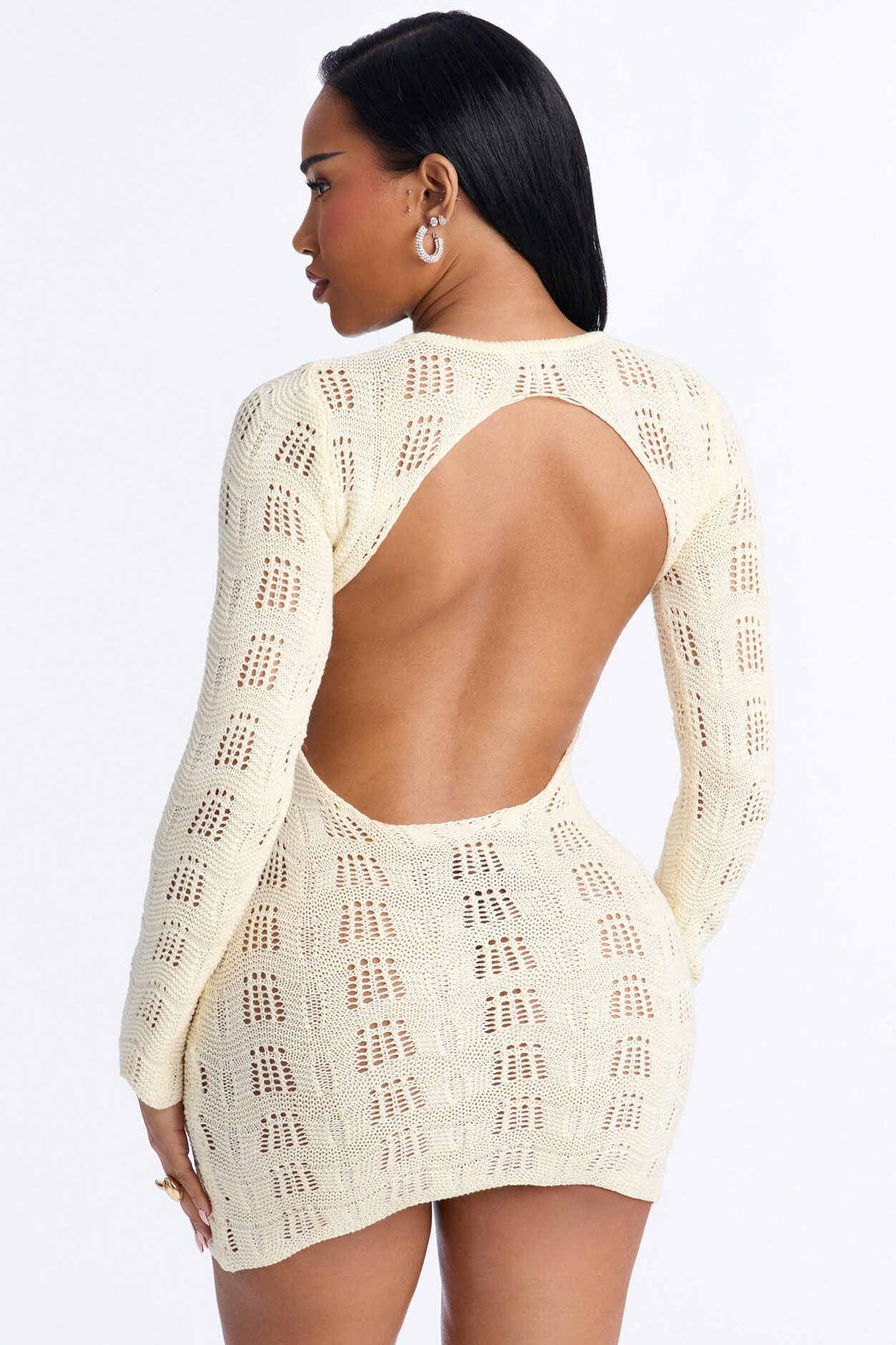 Caira Backless Crochet Mini Dress - Cream