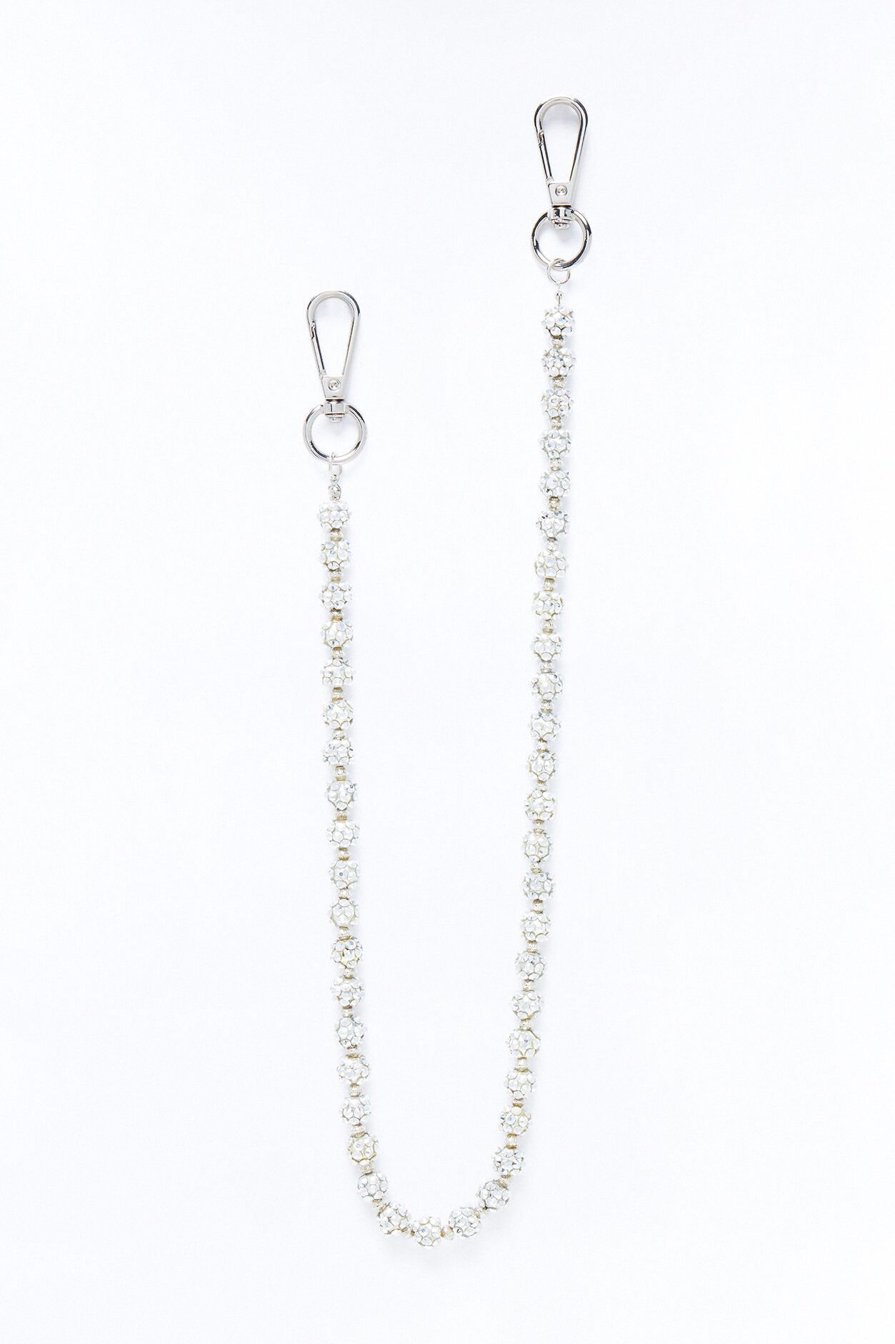 Flash Out Iced Beaded Pant Chain - Silver