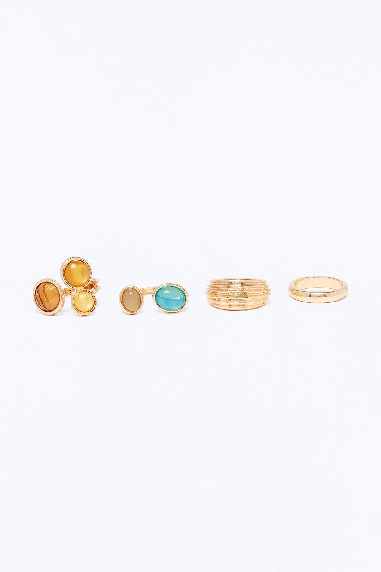 Bliss 4 Piece Ring Set - Gold/Multi