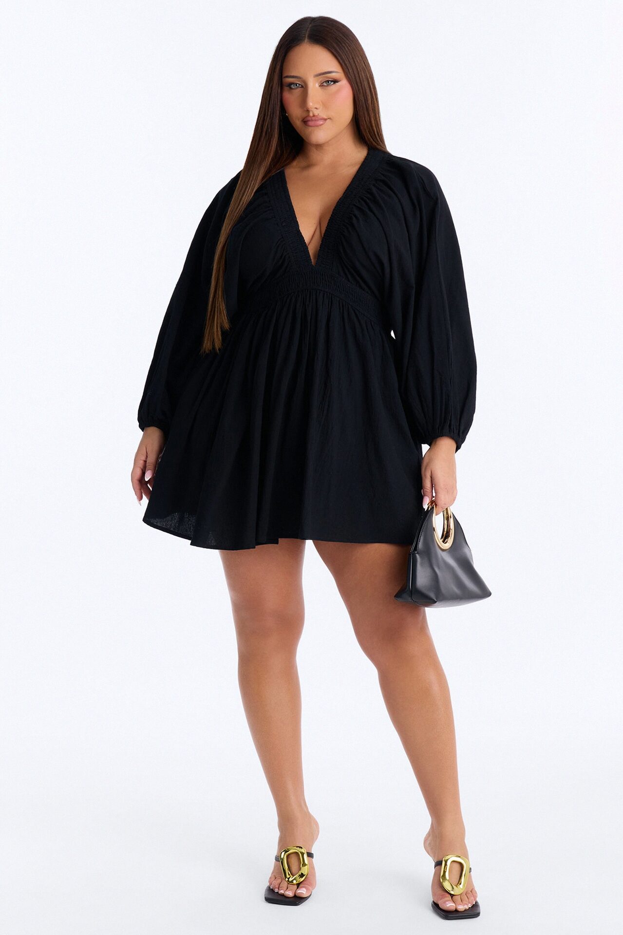 Rory Poplin Mini Dress - Black