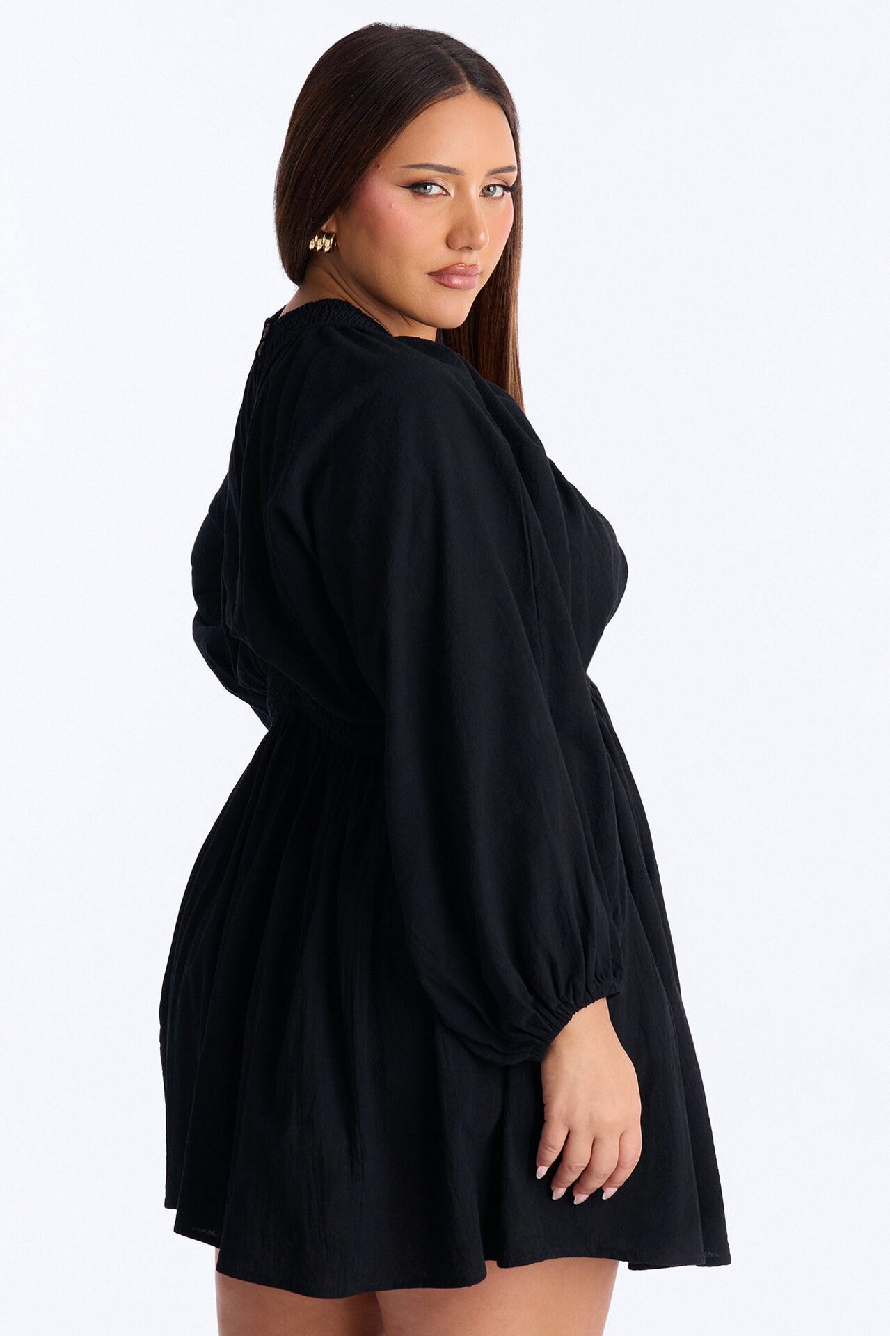 Rory Poplin Mini Dress - Black