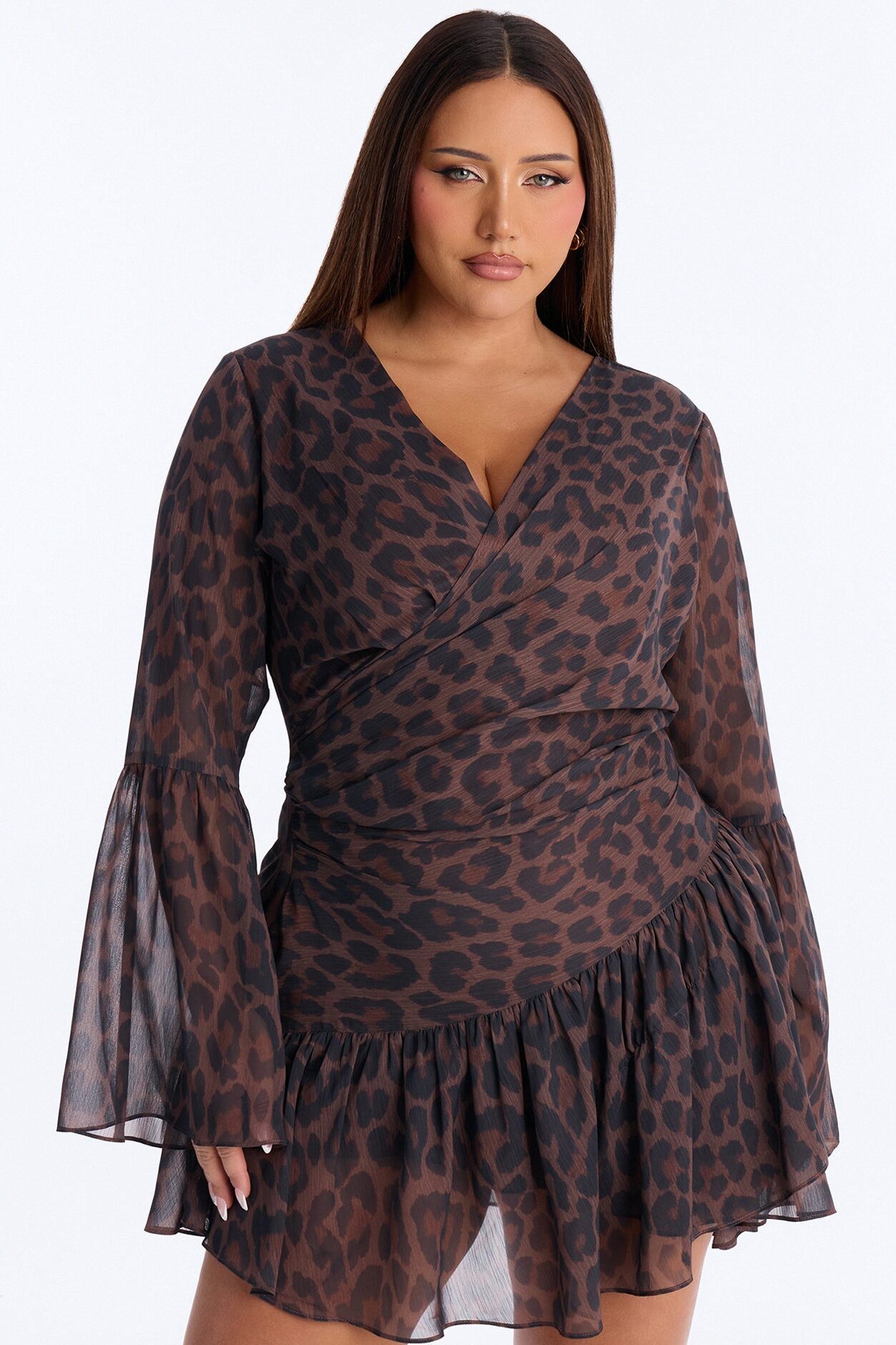 Shine At Midnight Leopard Chiffon Mini Dress - Leopard