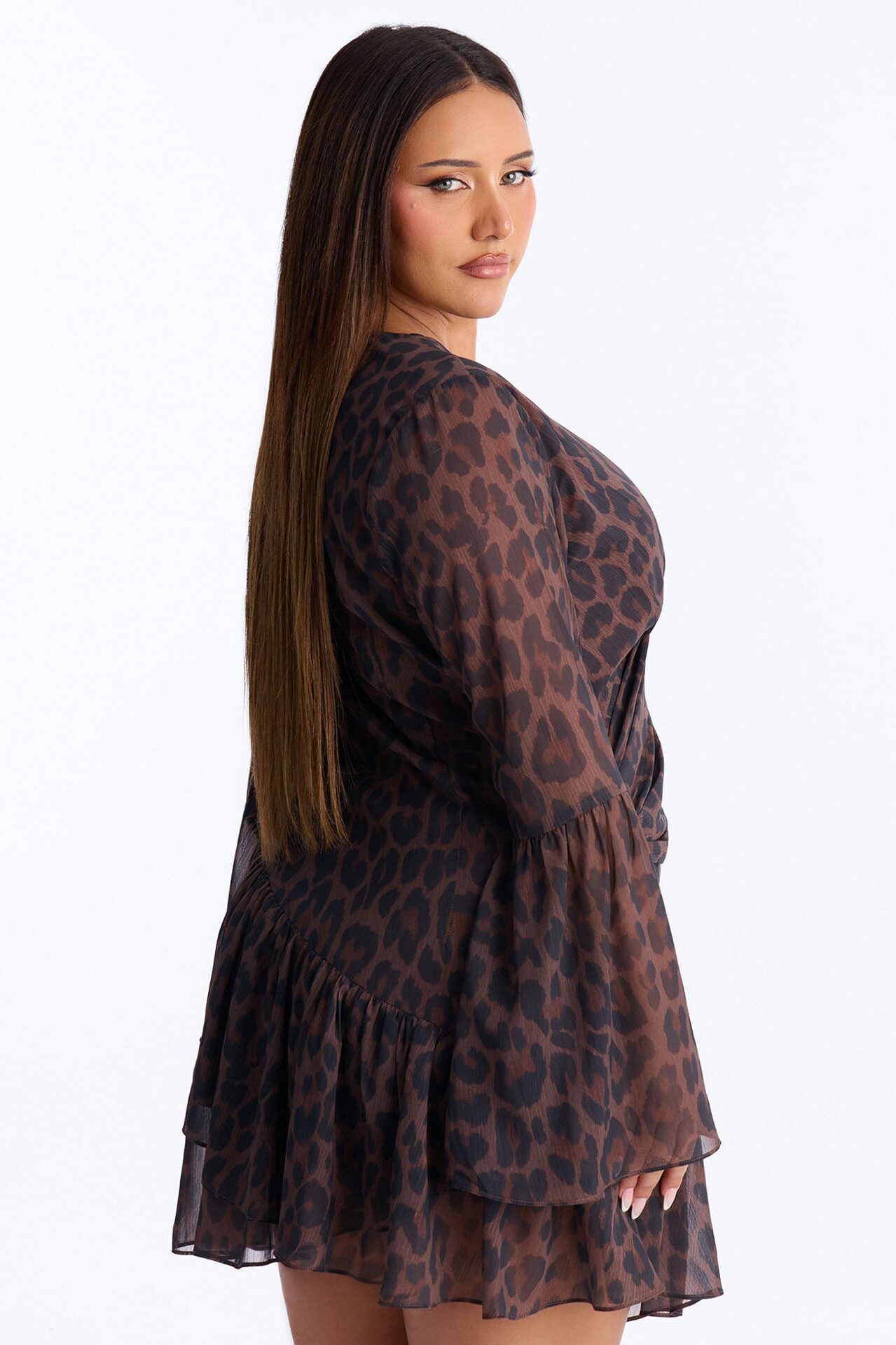 Shine At Midnight Leopard Chiffon Mini Dress - Leopard