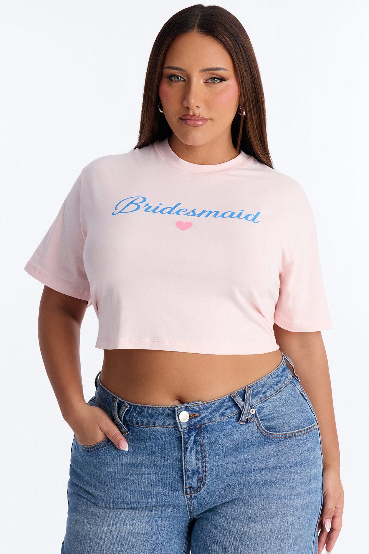 Bridesmaid Vibes Copped Tee - Pink
