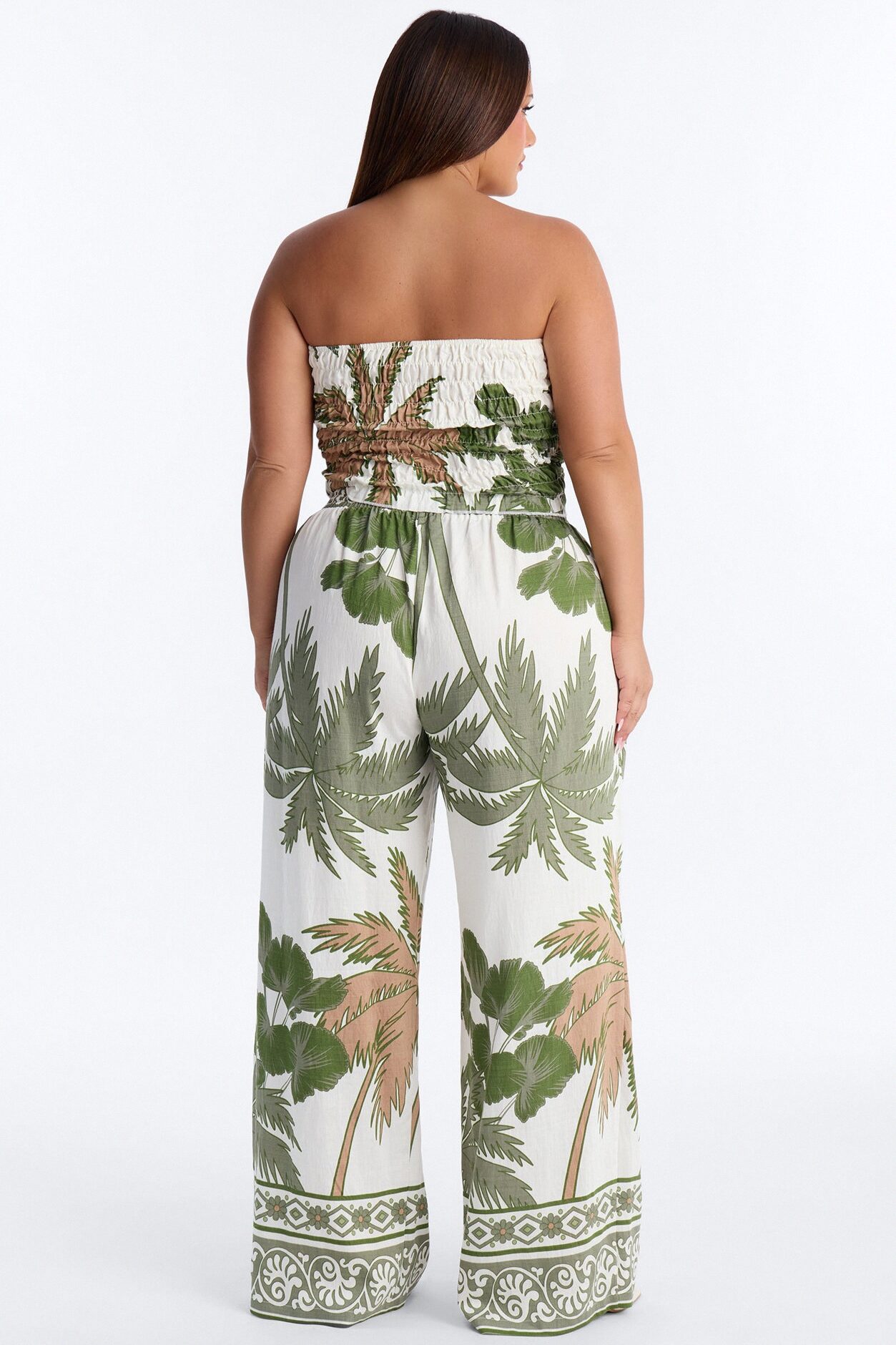 Palm Paradise Strapless Pant Set - Olive/combo