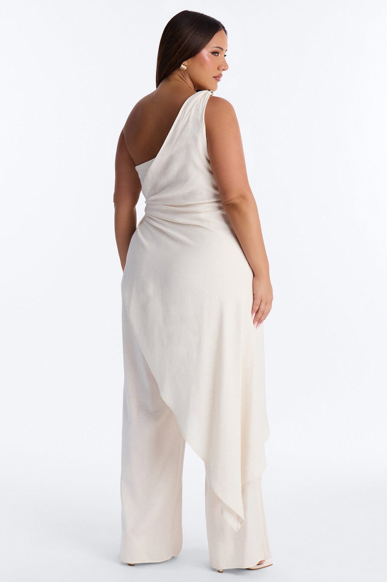 Zena Off Shoulder Draped Jumpsuit - Ivory