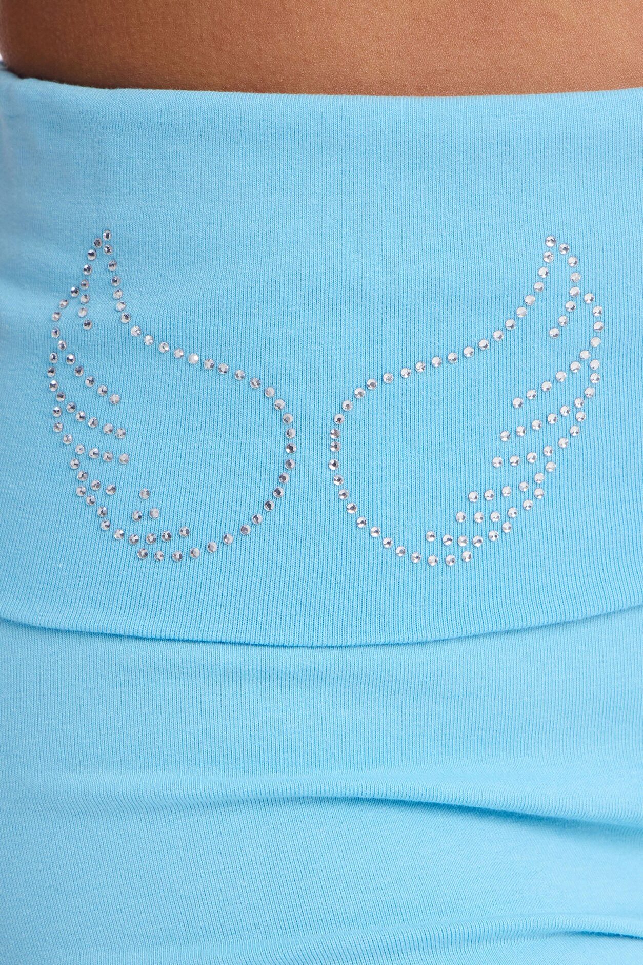 Bombshell Fold Over Waist Short Set - Light Blue