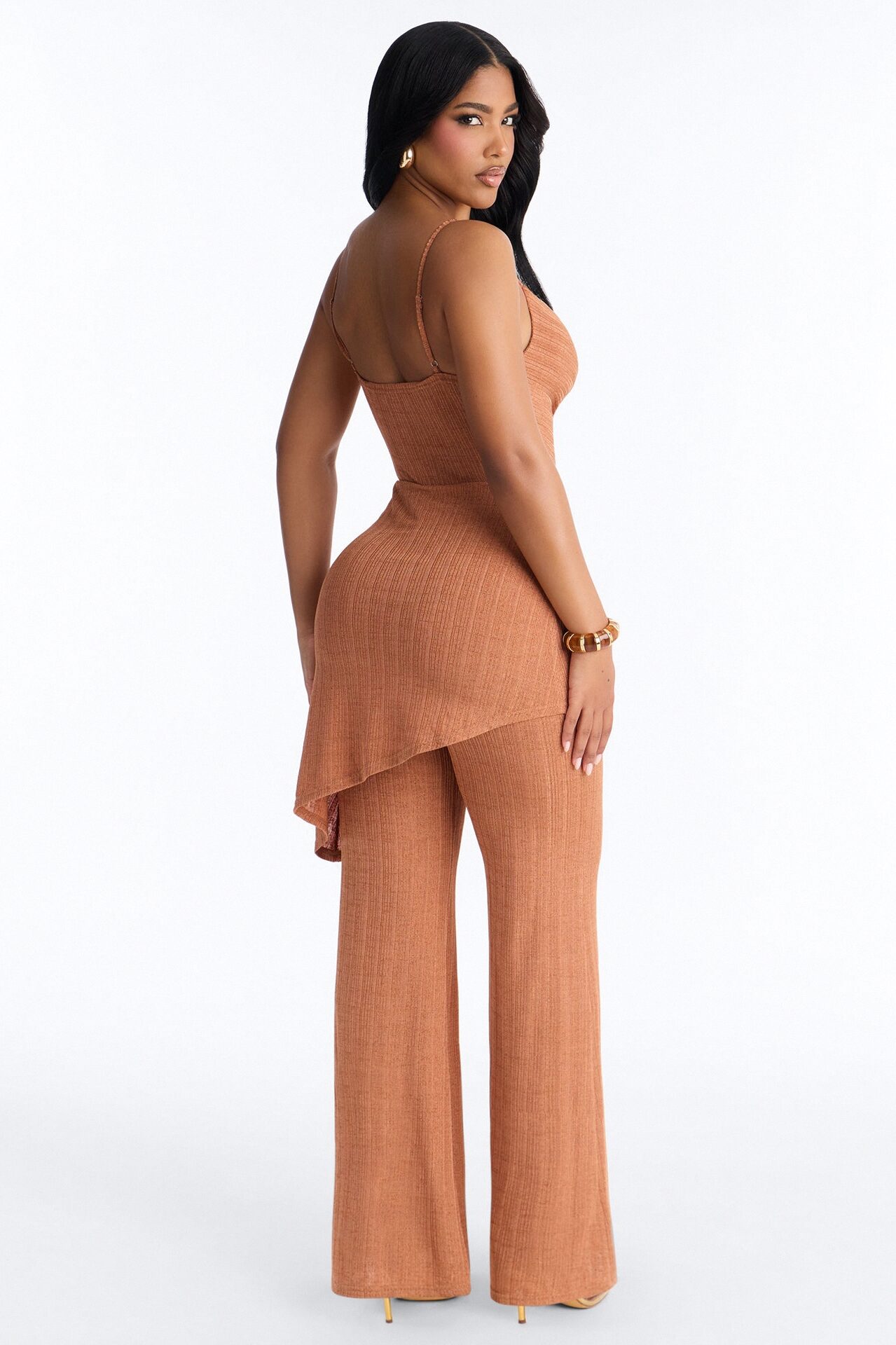 Fiona Draped Wide Leg Jumpsuit - Bronze