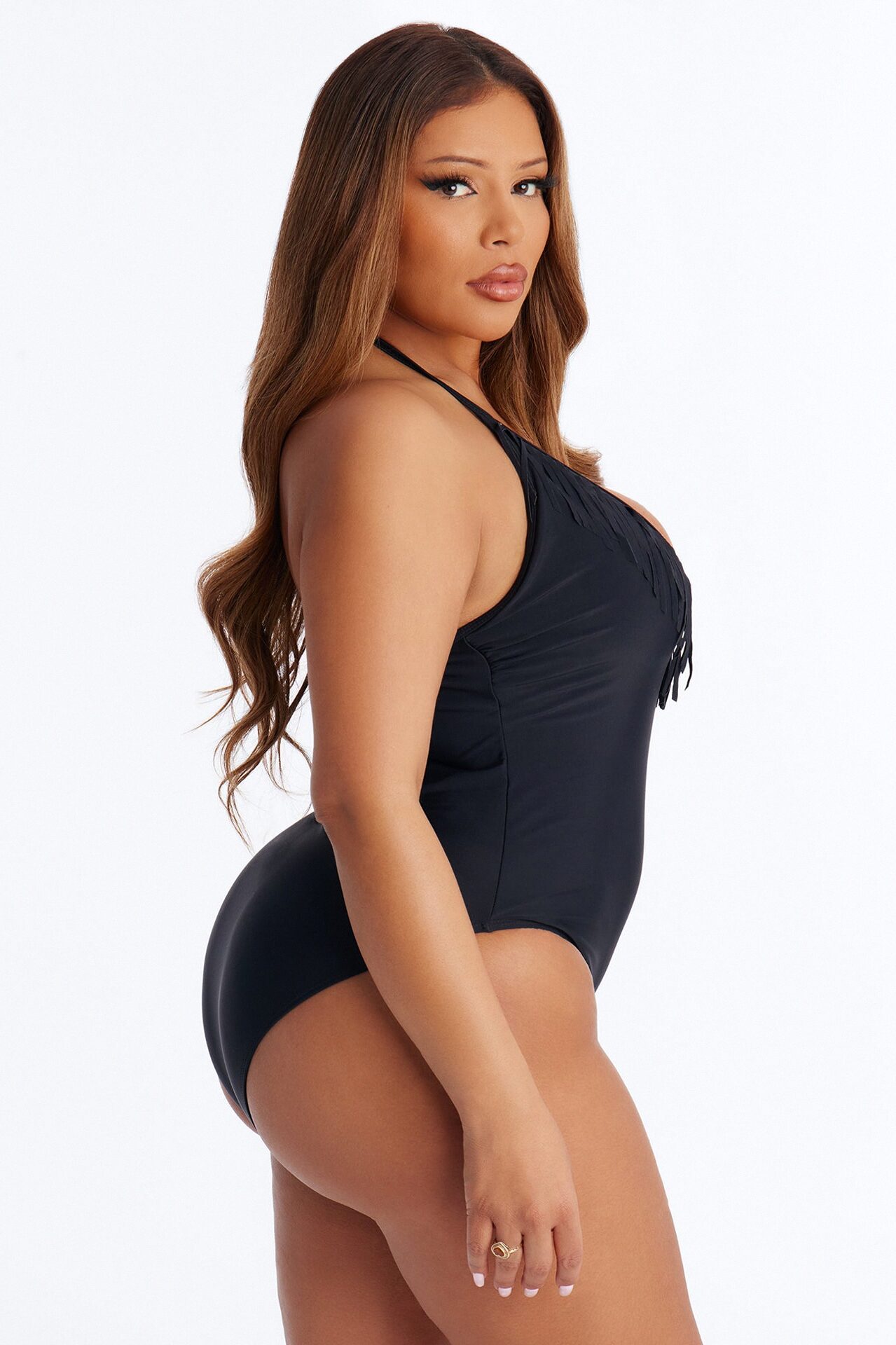 Offshore Crush 1 Piece Fringe Swimsuit - Black