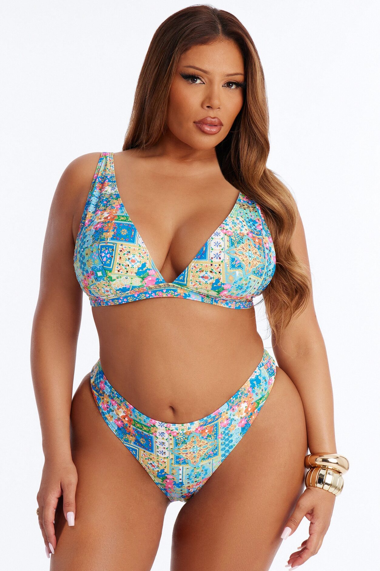 Aqua Mirage 2 Piece Triangle Bikini Set - Blue/combo