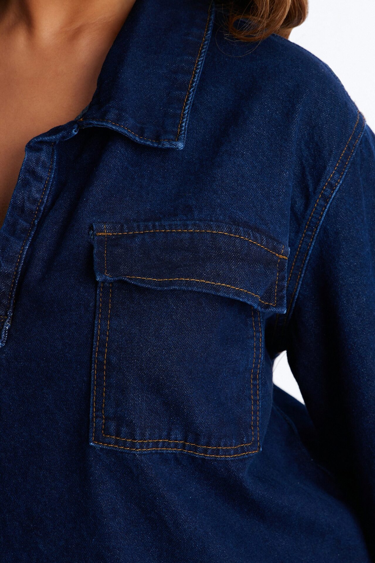 Misty Oversized Denim Top - Dark Wash