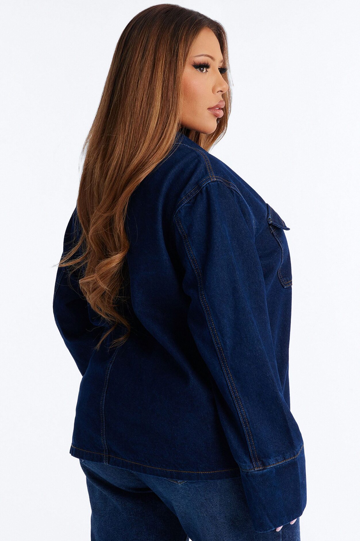 Misty Oversized Denim Top - Dark Wash