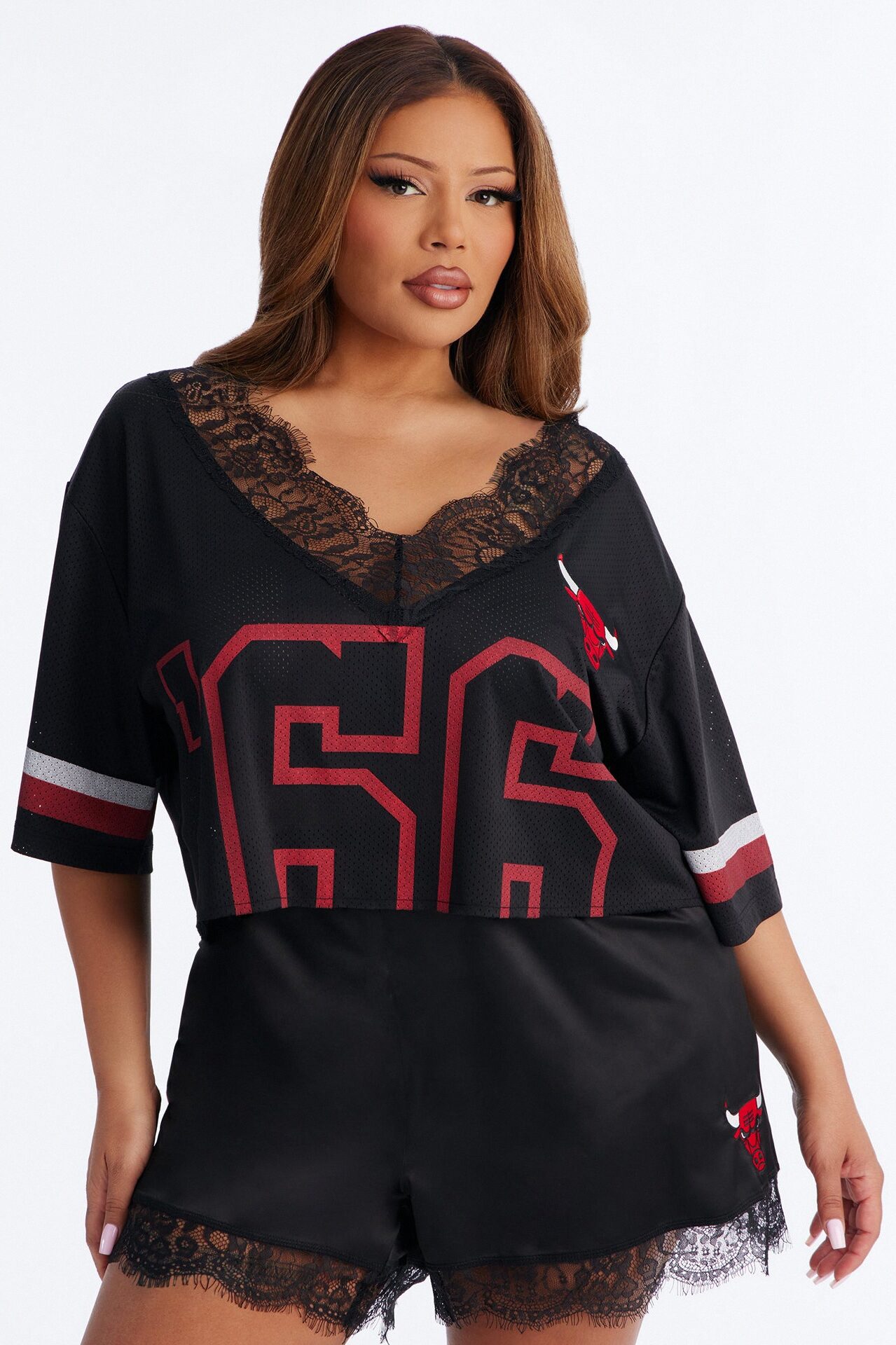 NBA Chicago Bulls Cropped Top - Black
