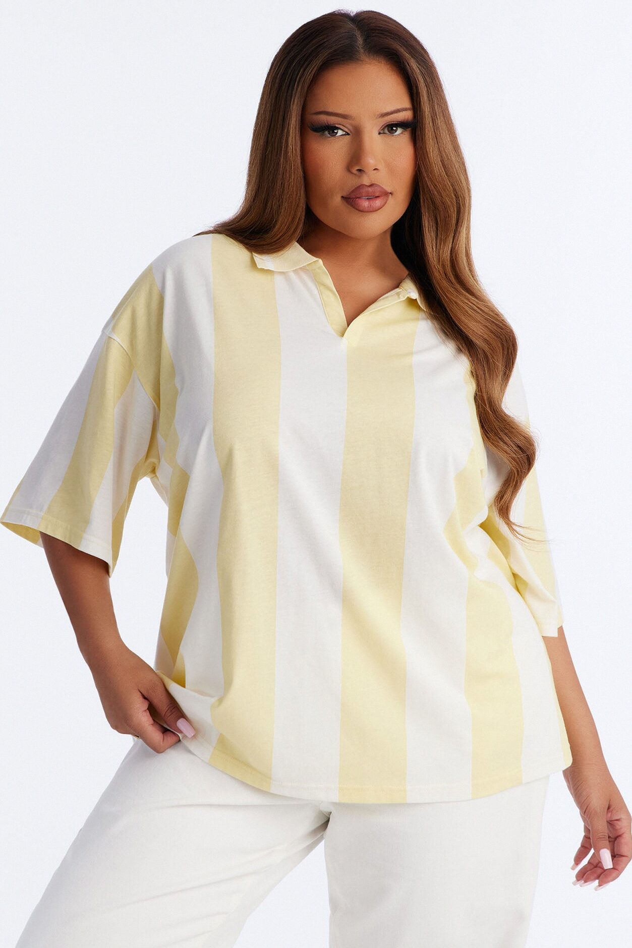 Varsity Crush Striped Short Sleeve Top - Yellow/combo