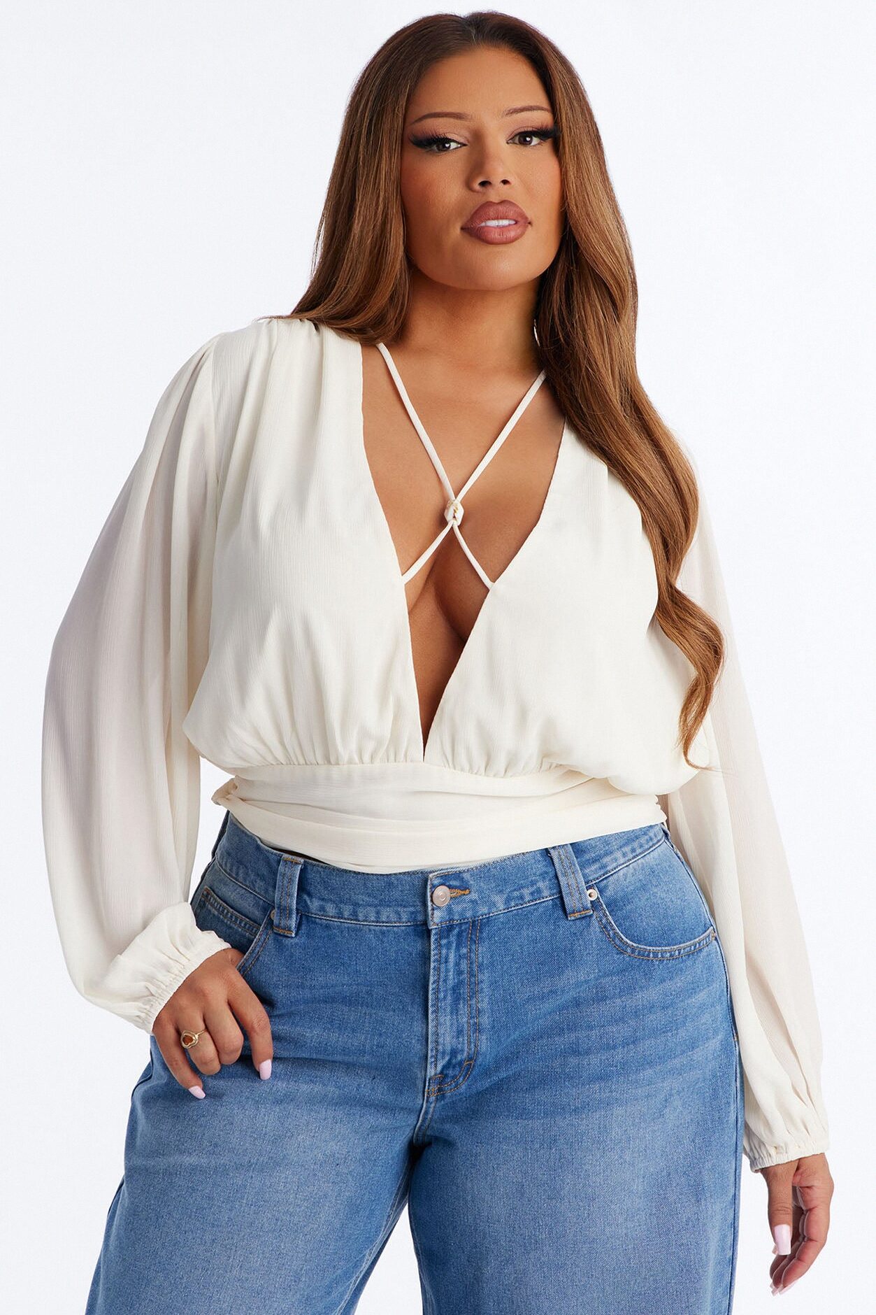Elevate Everything Beaded Chiffon Top - Cream