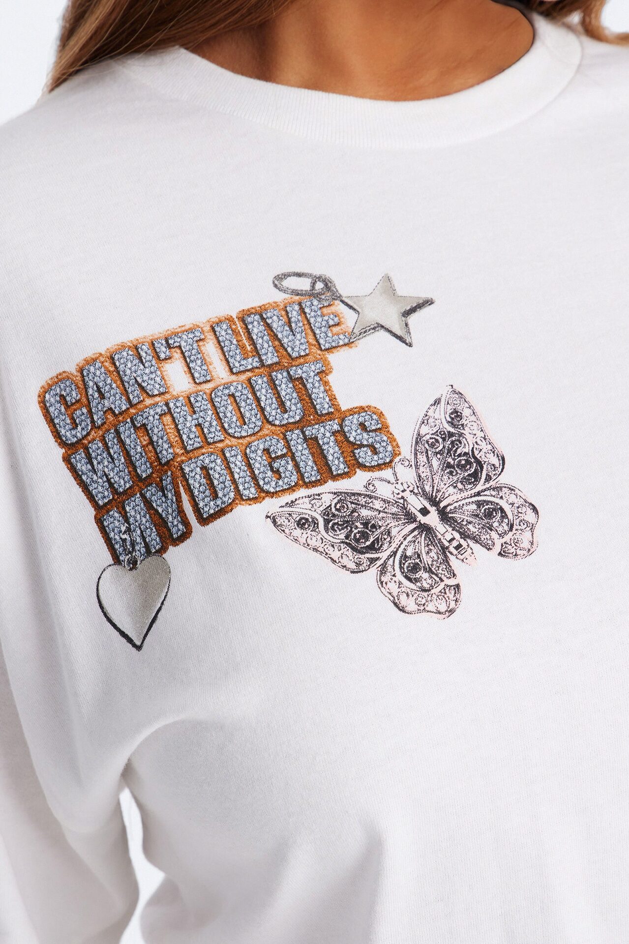 Can't Live With Out My Digits Oversized Tee - White